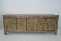 Large 19th Century Chinese Elm Sideboard 6-Door Cabinet Buffet