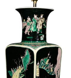 Famille Noire Large 19th Century Chinese Antique Table Lamp