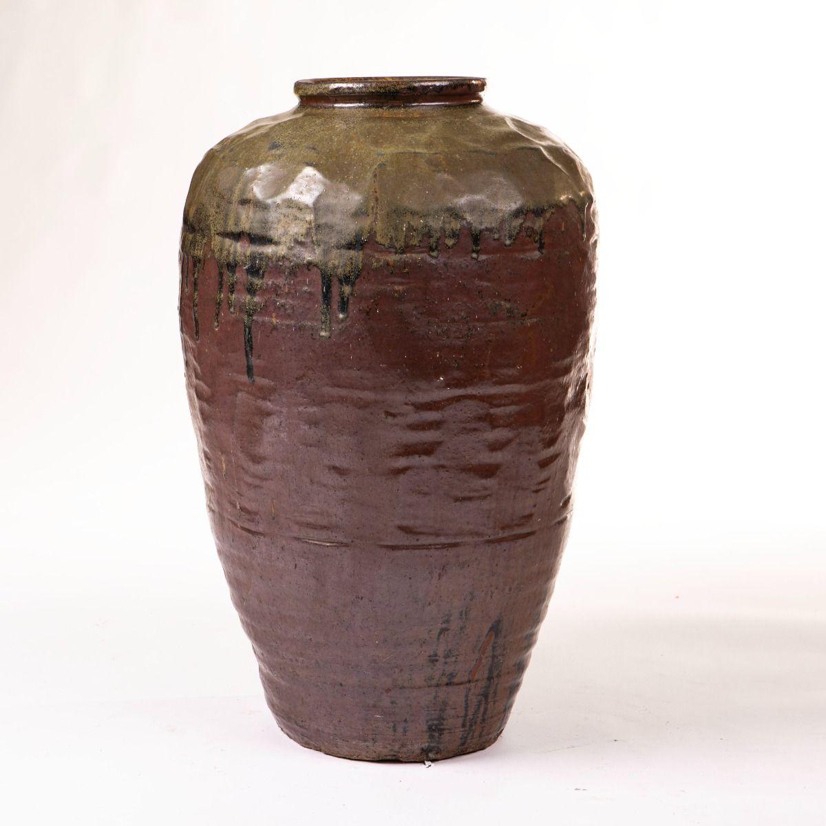 Große chinesische Bodenvase aus glasiertem Steingut aus der Mandschurei, 19. (Sonstiges) im Angebot