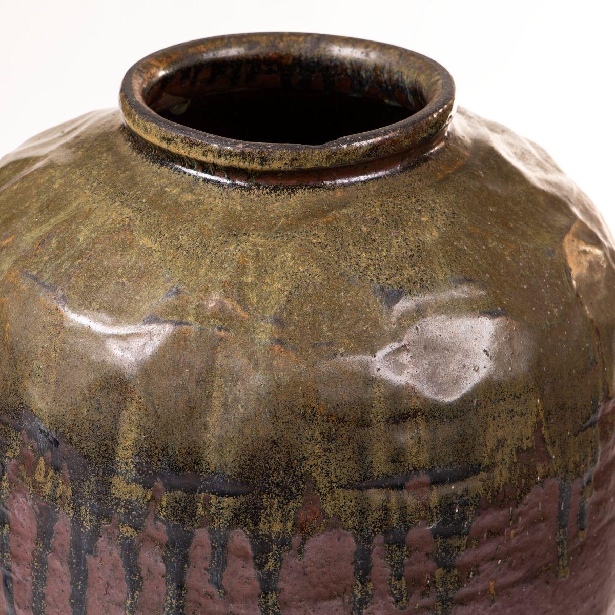 Große chinesische Bodenvase aus glasiertem Steingut aus der Mandschurei, 19. (Chinesisch) im Angebot