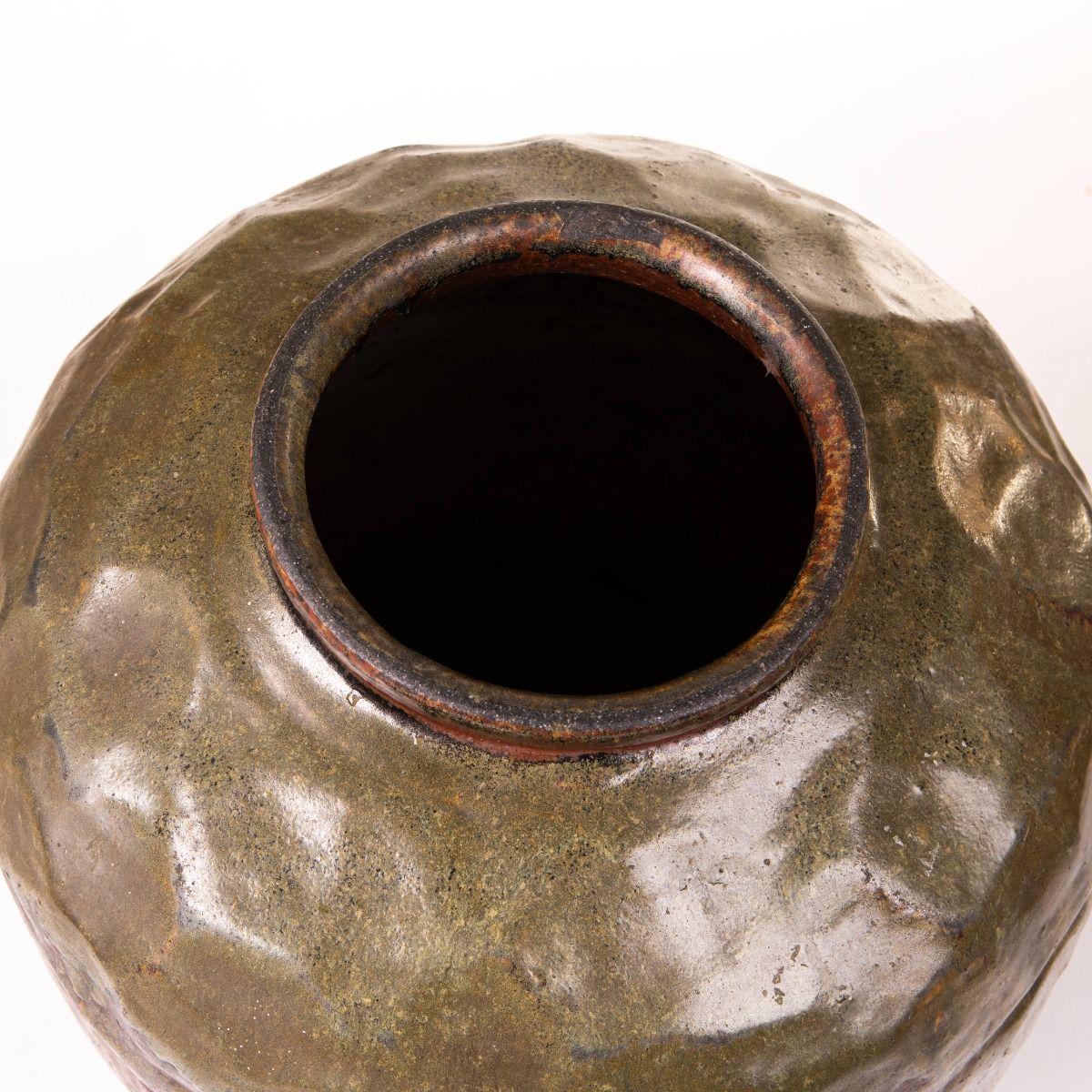 Große chinesische Bodenvase aus glasiertem Steingut aus der Mandschurei, 19. (Glasiert) im Angebot