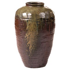 Große chinesische Bodenvase aus glasiertem Steingut aus der Mandschurei, 19.