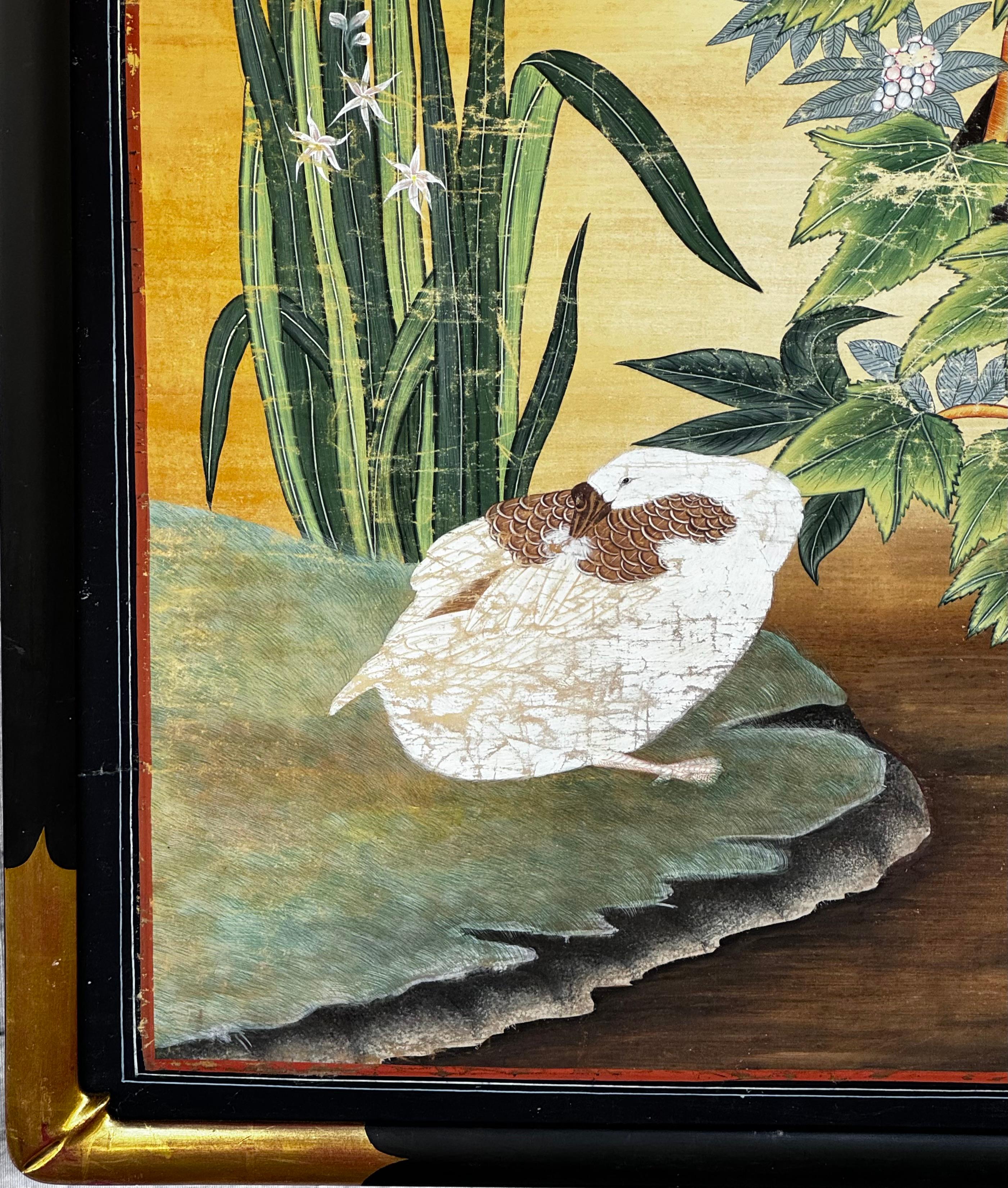 Large 19th Century Chinese Hand Painted Nature Wallpaper Panel 5