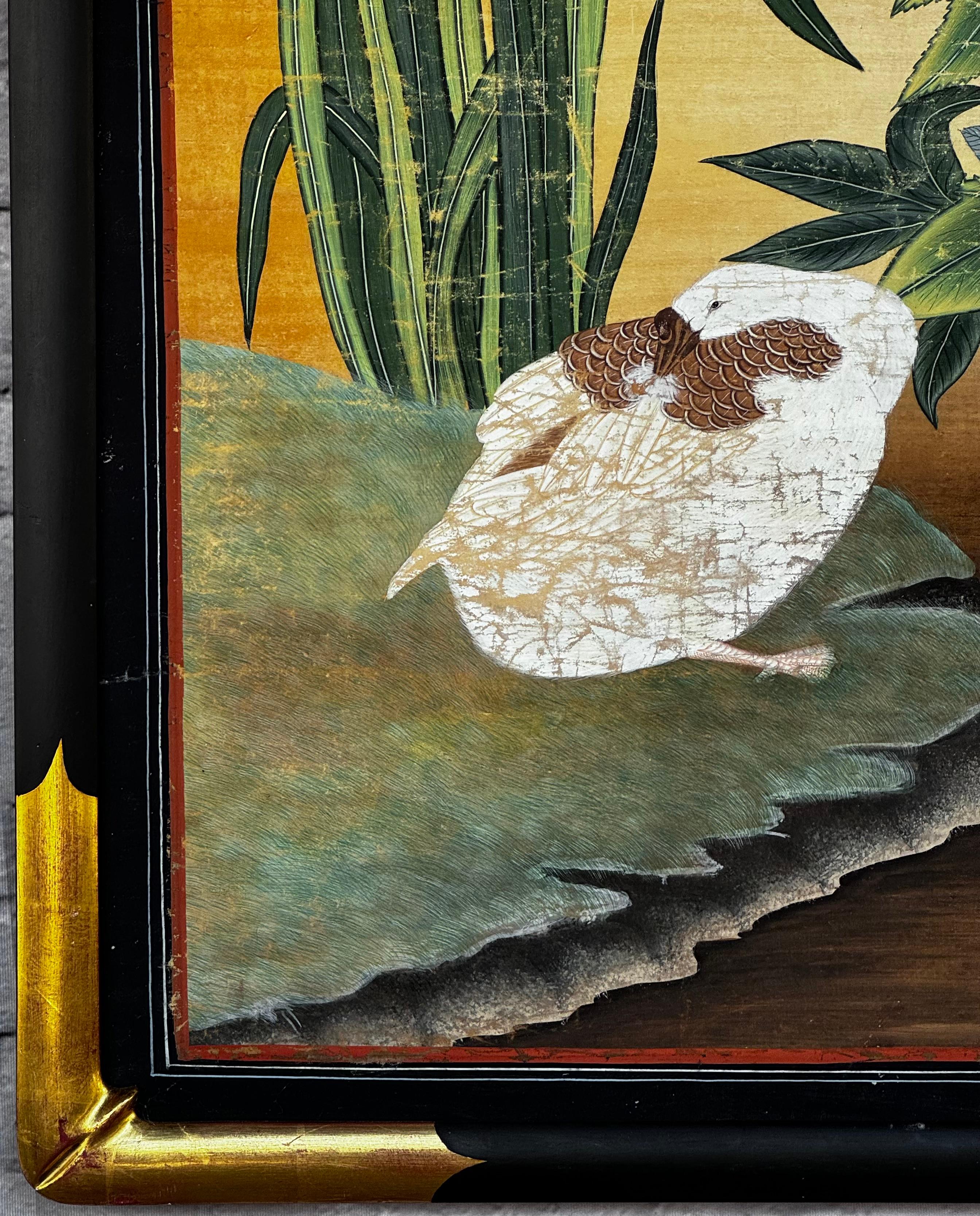 Large 19th Century Chinese Hand Painted Nature Wallpaper Panel 6
