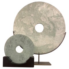 Large 19th Century Chinese Jade Disc on Stand