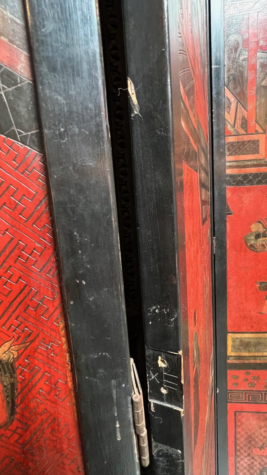 Large 19th Century Chinese Red Coromandal Twelve Panel Screen 6