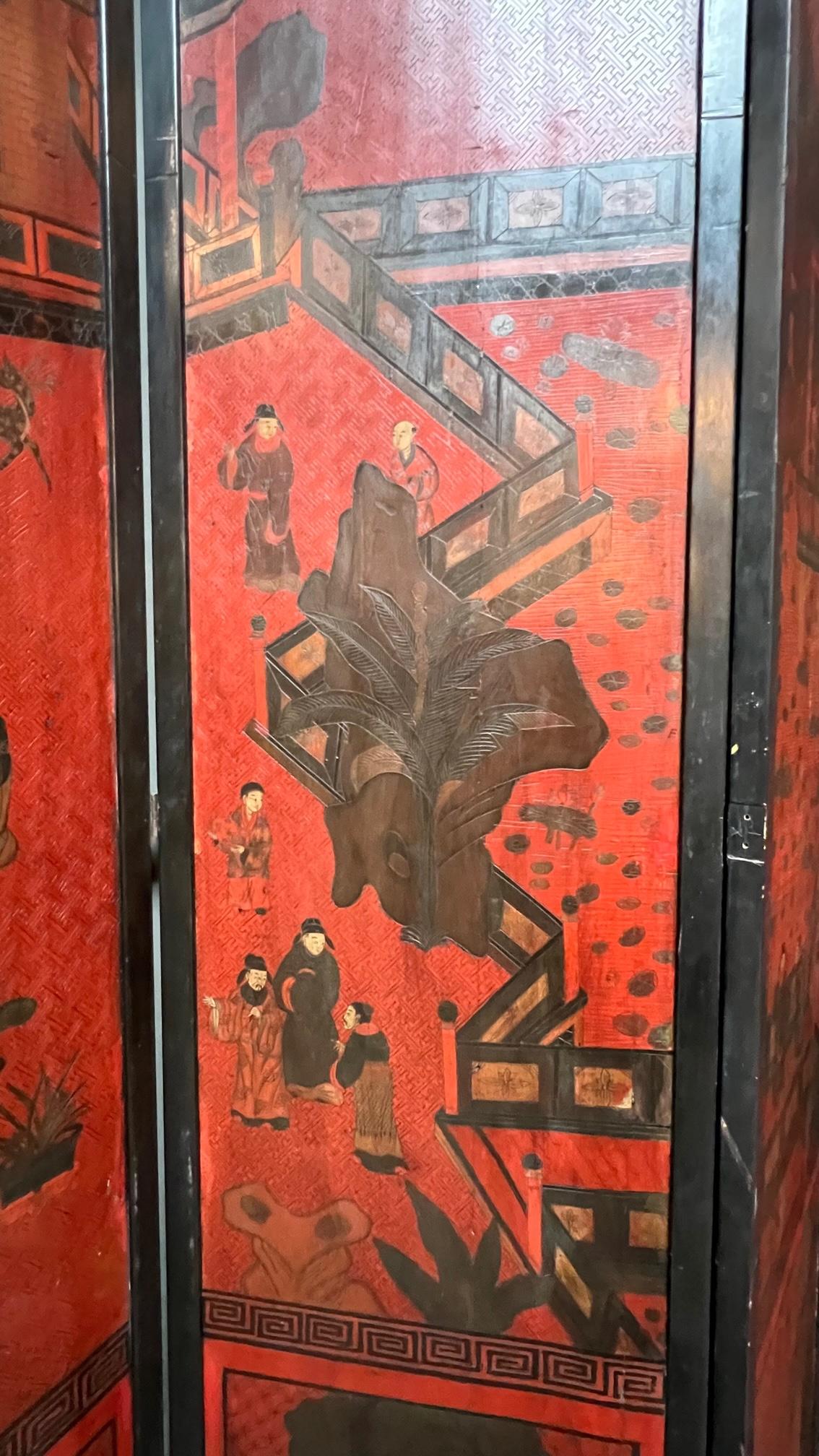 Large 19th Century Chinese Red Coromandal Twelve Panel Screen 11