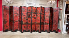 Large 19th Century Chinese Red Coromandal Twelve Panel Screen