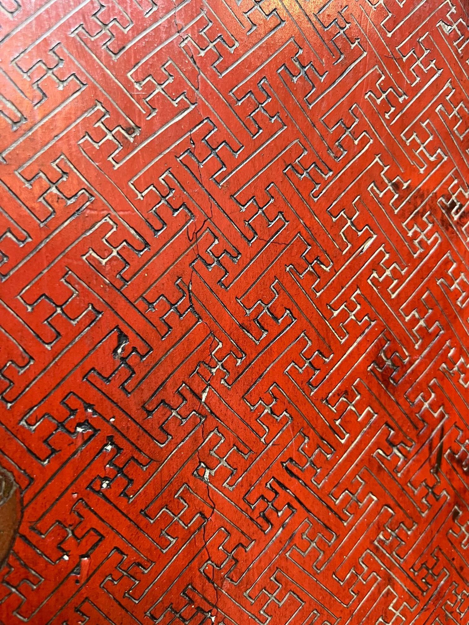 Large 19th Century Chinese Red Coromandal Twelve Panel Screen 14