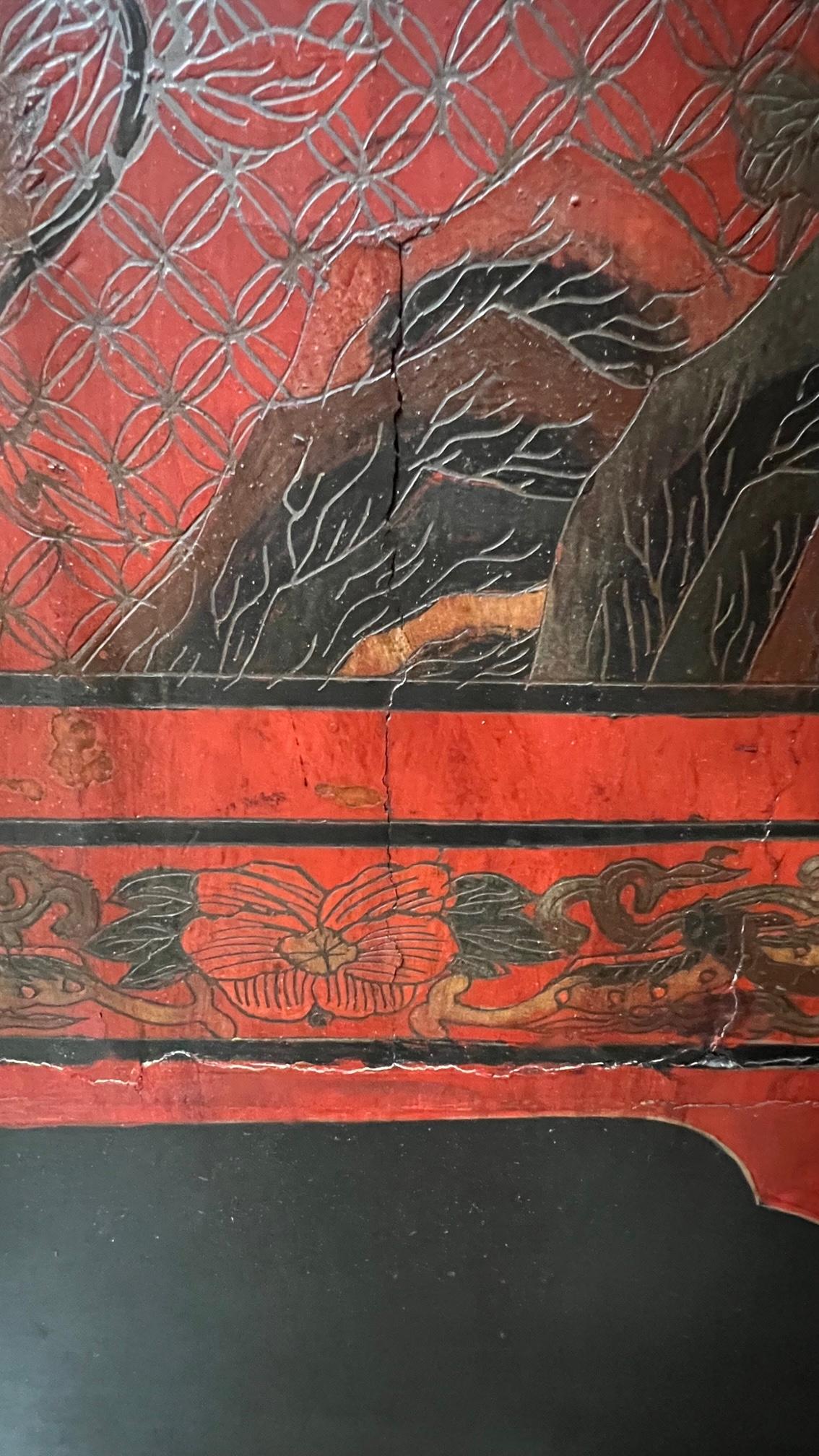 Large 19th Century Chinese Red Coromandal Twelve Panel Screen 3