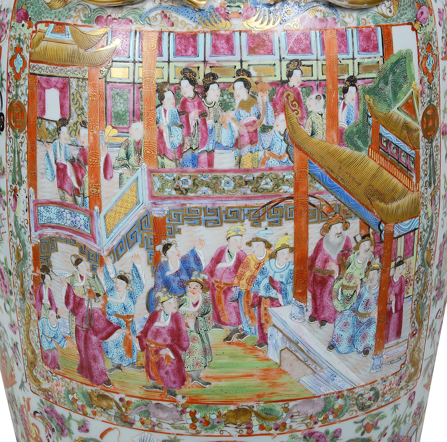 Porcelain Large 19th Century Chinese Rose Medallion Vase For Sale