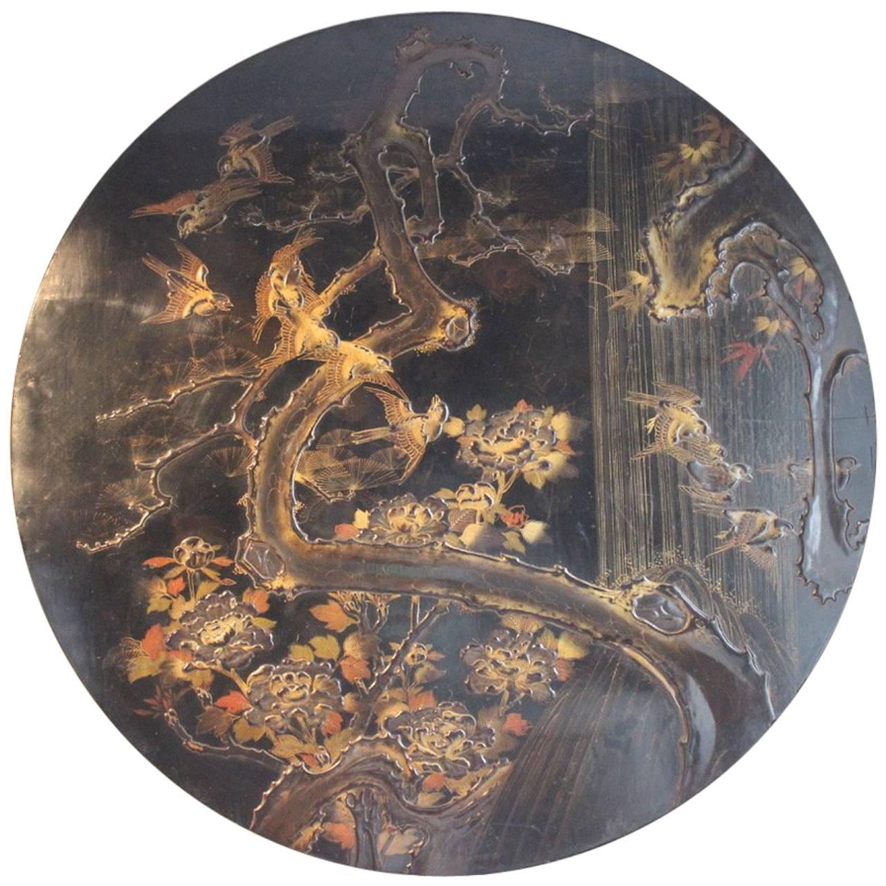 Large 19th Century Chinoiserie Lacquered Roundel