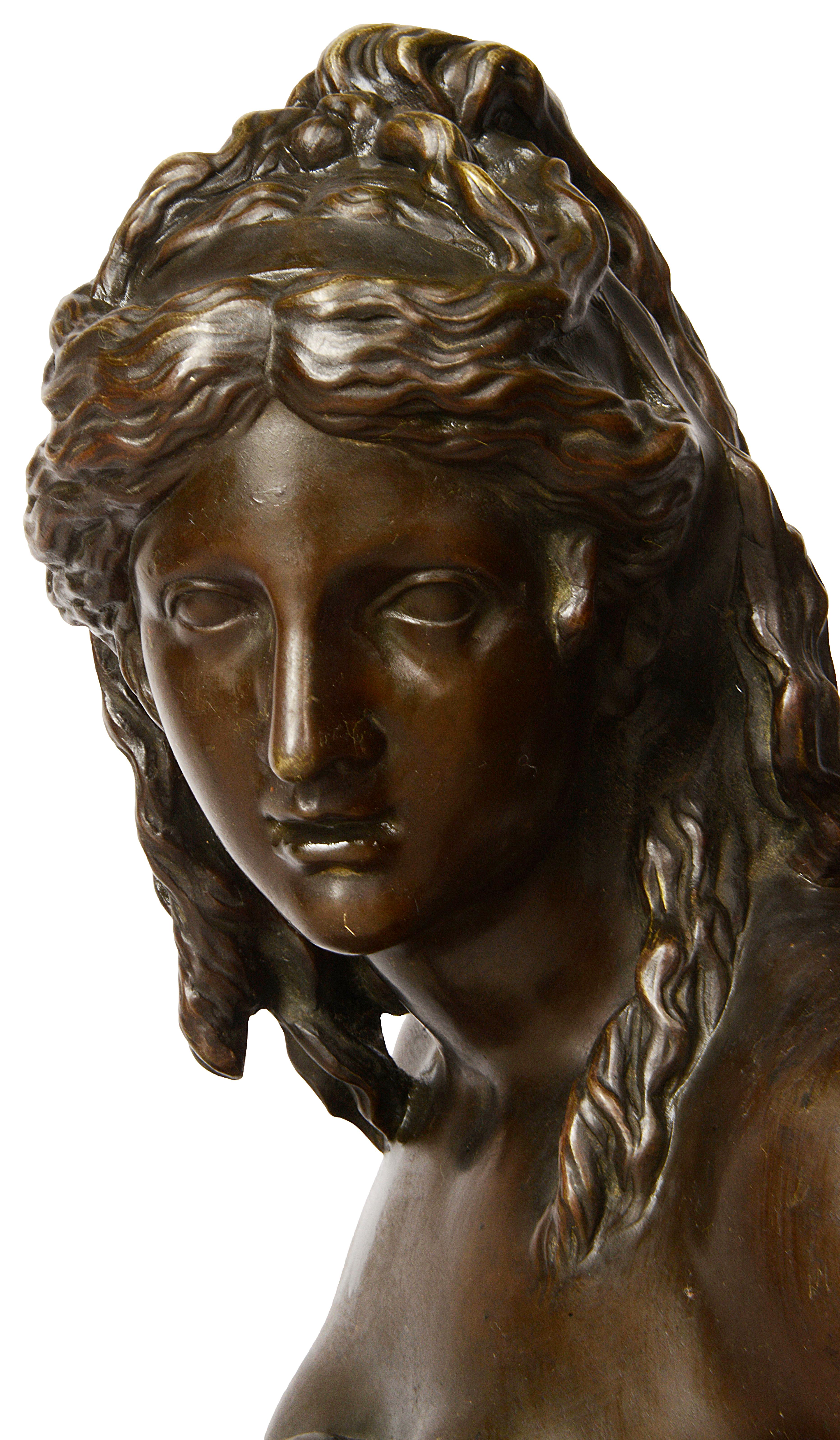 Large 19th Century Classical Bronze statue of Amalthea For Sale 3