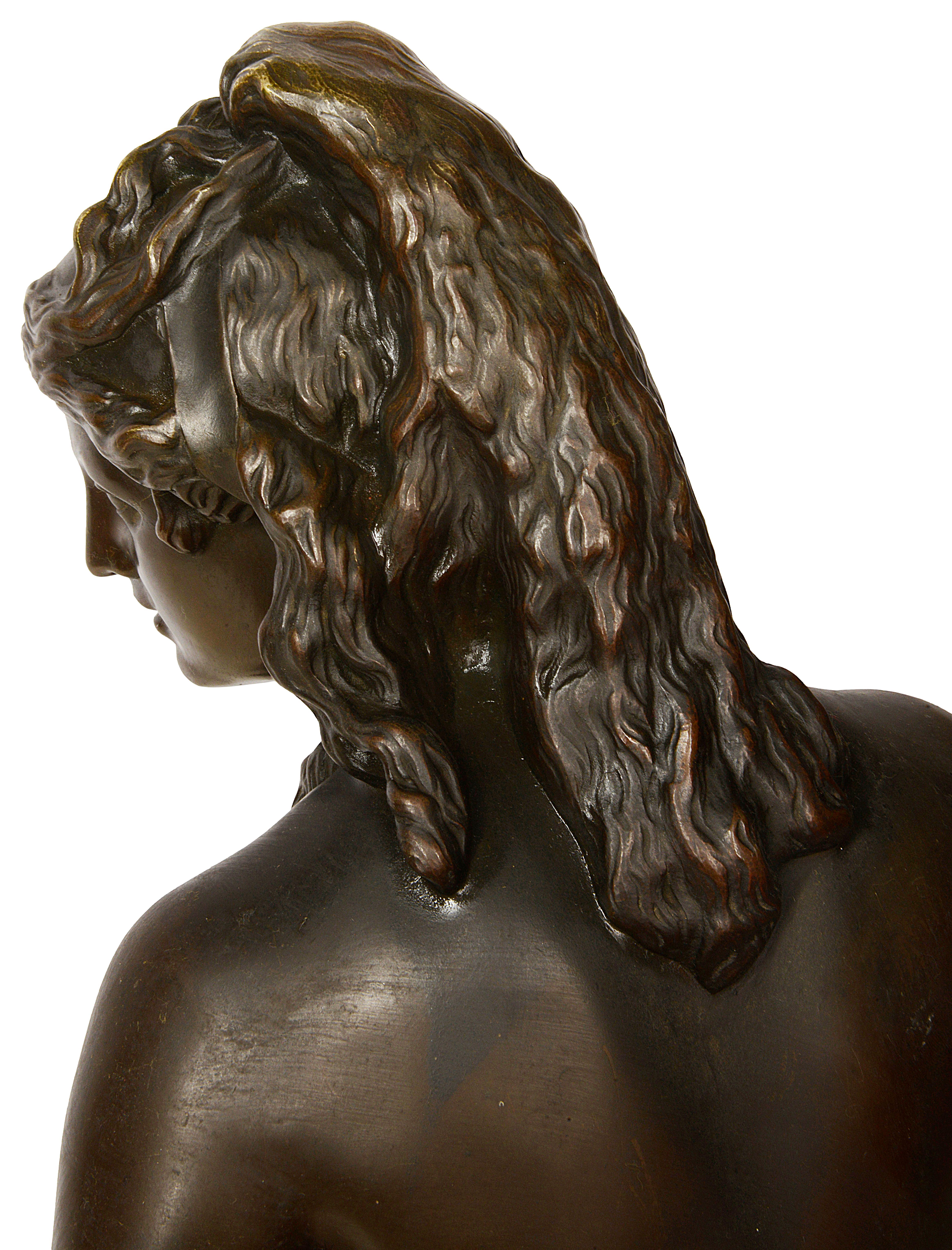 Large 19th Century Classical Bronze statue of Amalthea For Sale 4