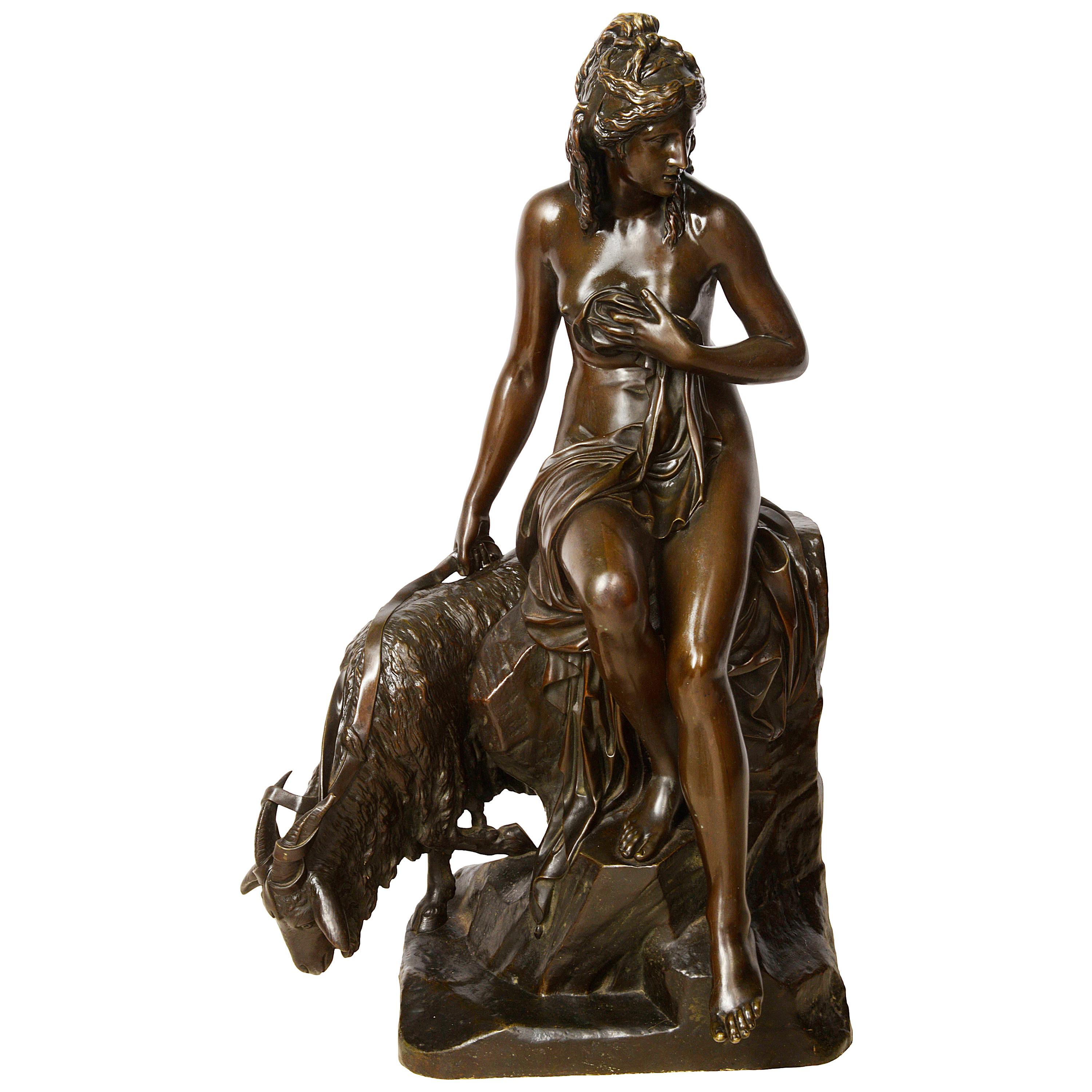 Large 19th Century Classical Bronze statue of Amalthea