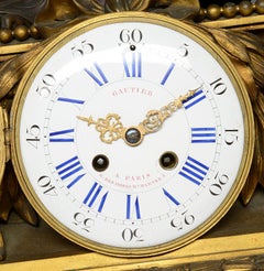 Large 19th Century Classical Bronze Mantel Clock, by Gautier, Paris
