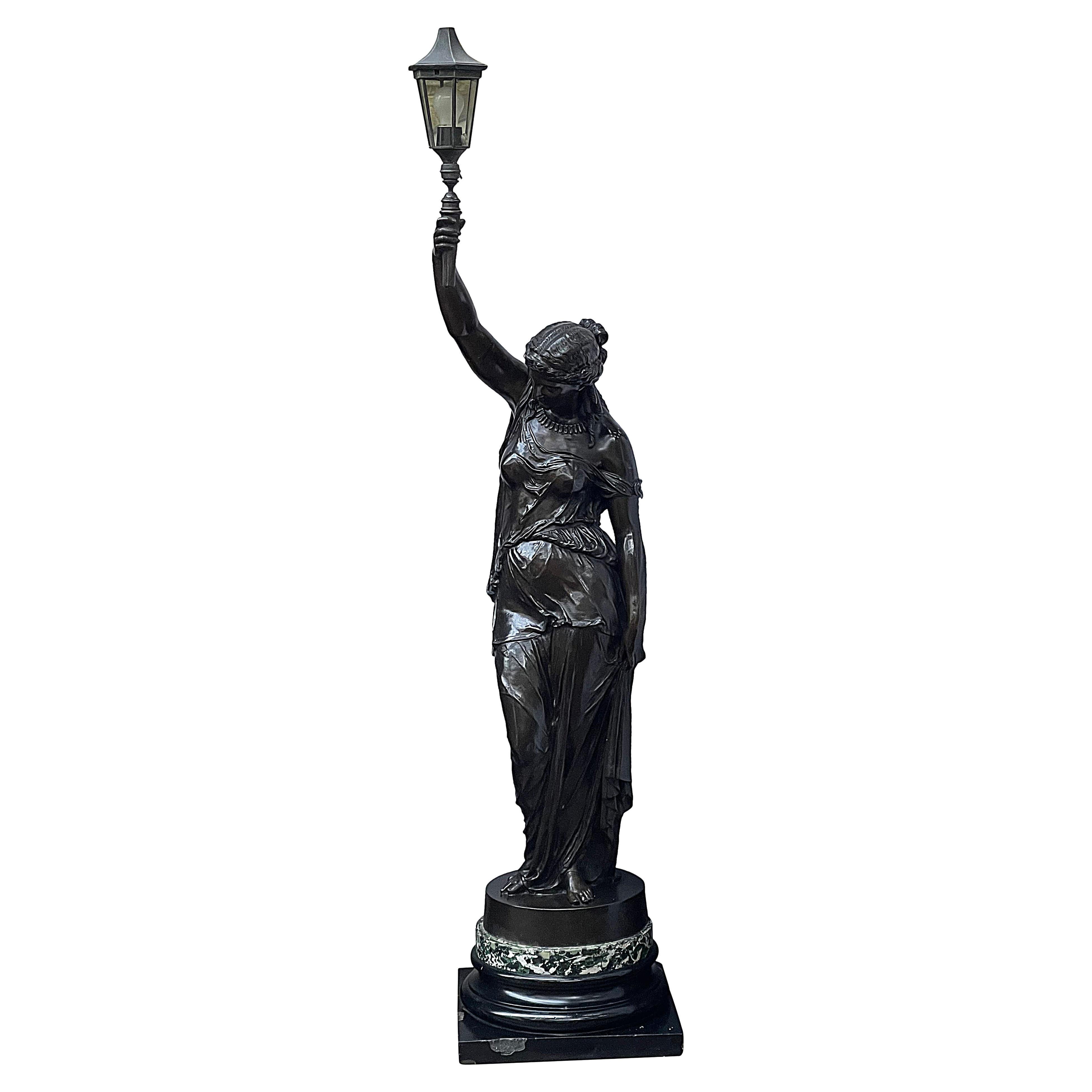 Large 19th Century classical bronze torches For Sale