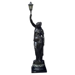 Antique Large 19th Century classical bronze torches