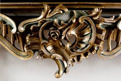 Large 19th Century Console in Carved Painted Wood and Marble