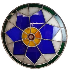 Large 19th Century Convex Stained Glass Window
