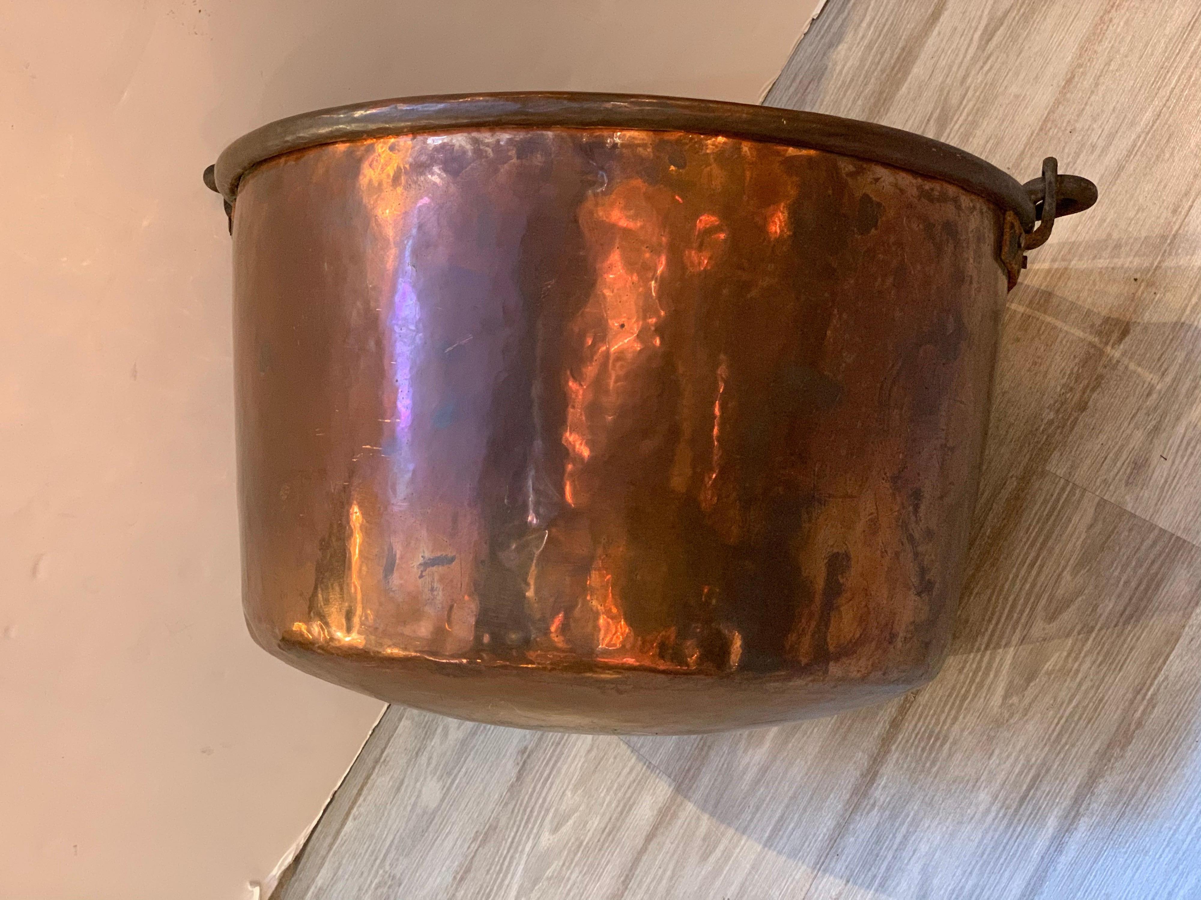 American Large 19th Century Copper Cauldron Pot