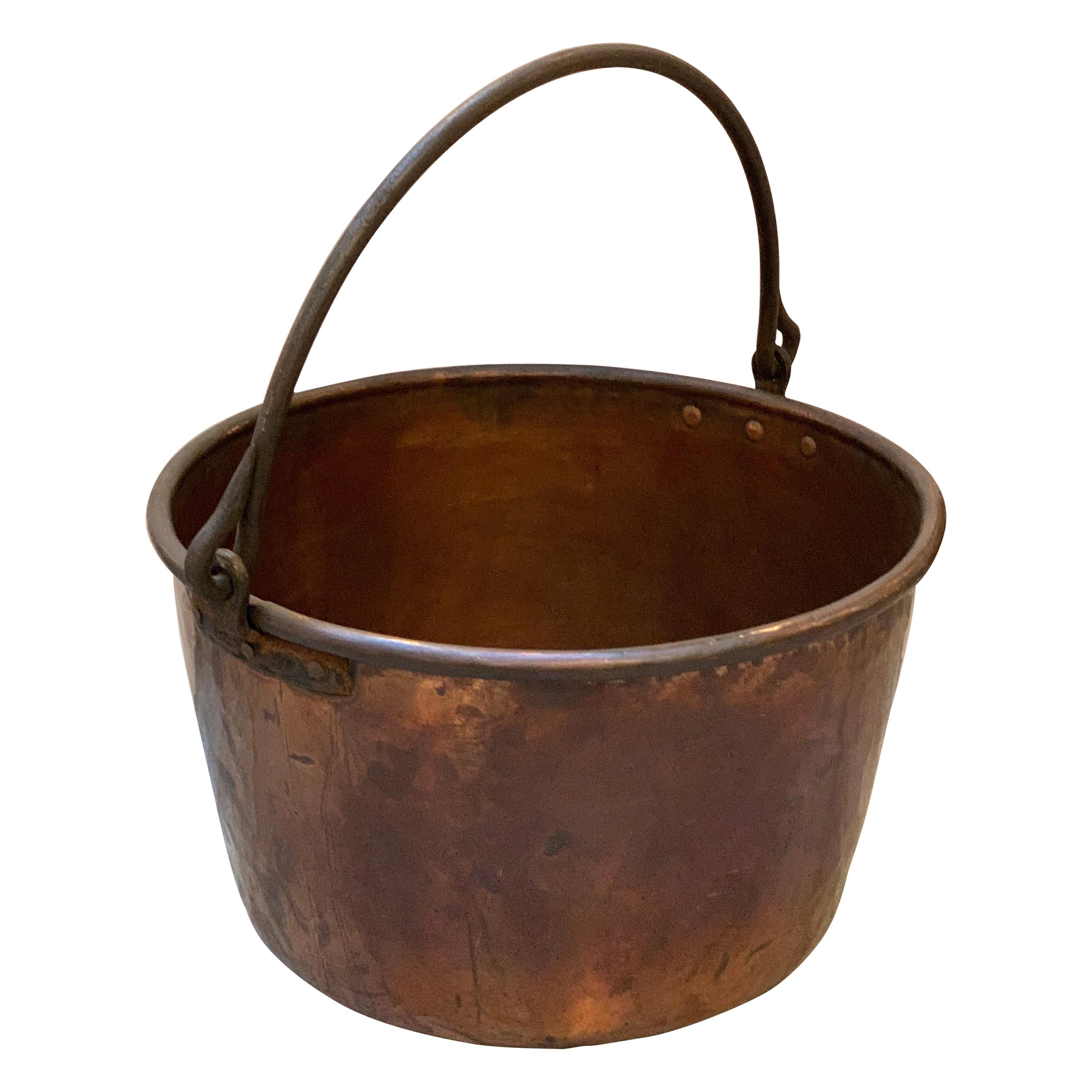 Large 19th Century Copper Cauldron Pot