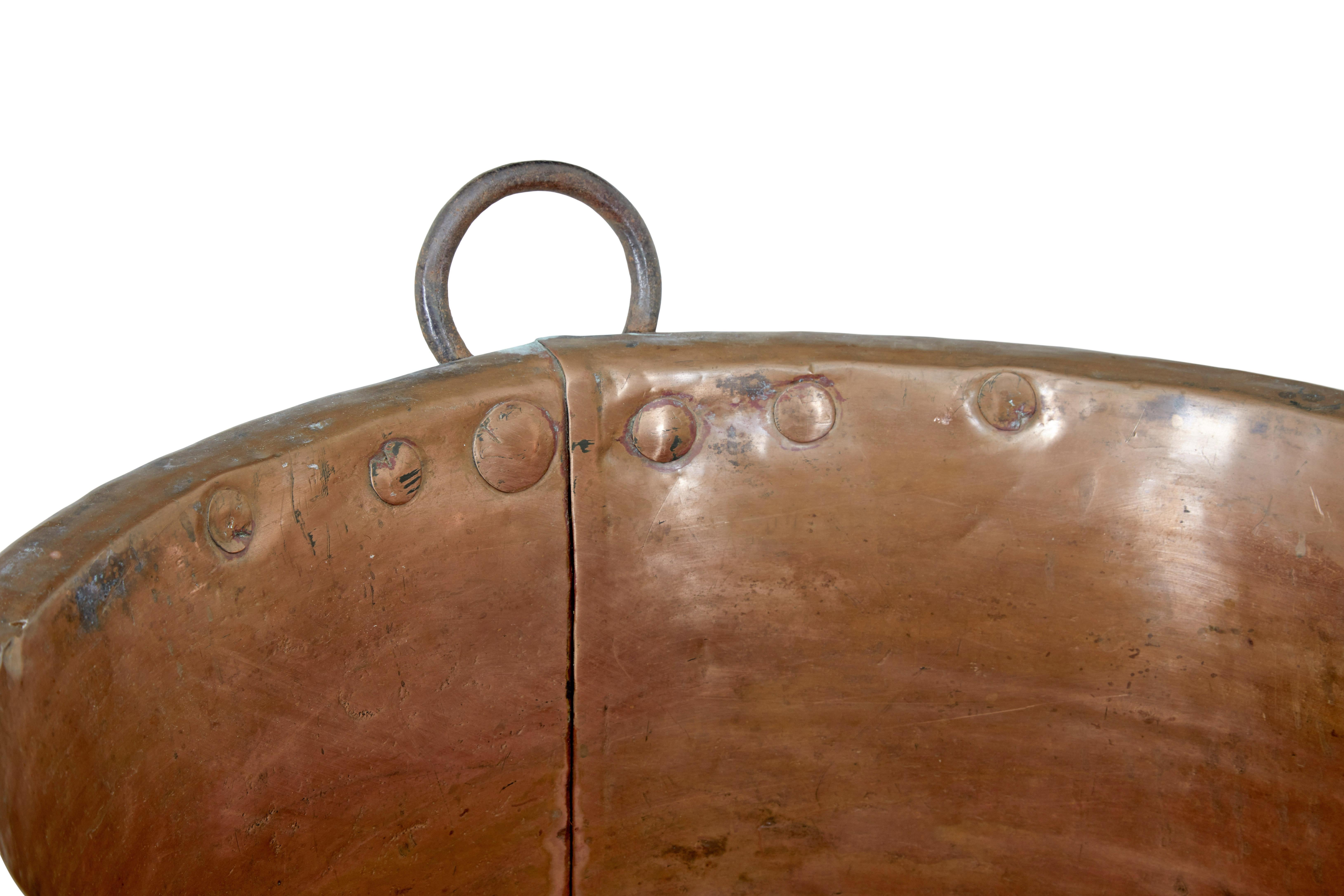 19th Century Large 19th century copper cooking vessel For Sale