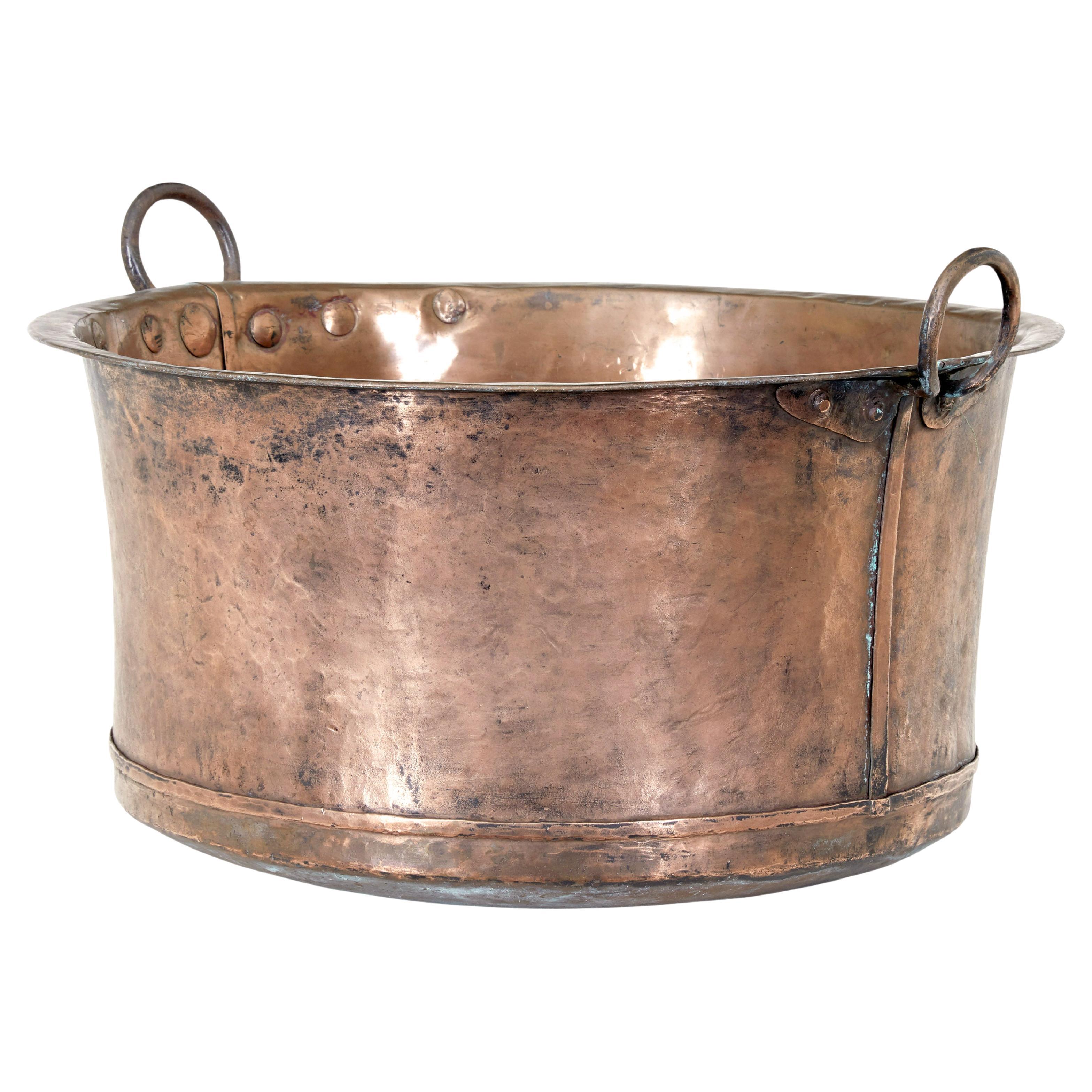 Large 19th century copper cooking vessel