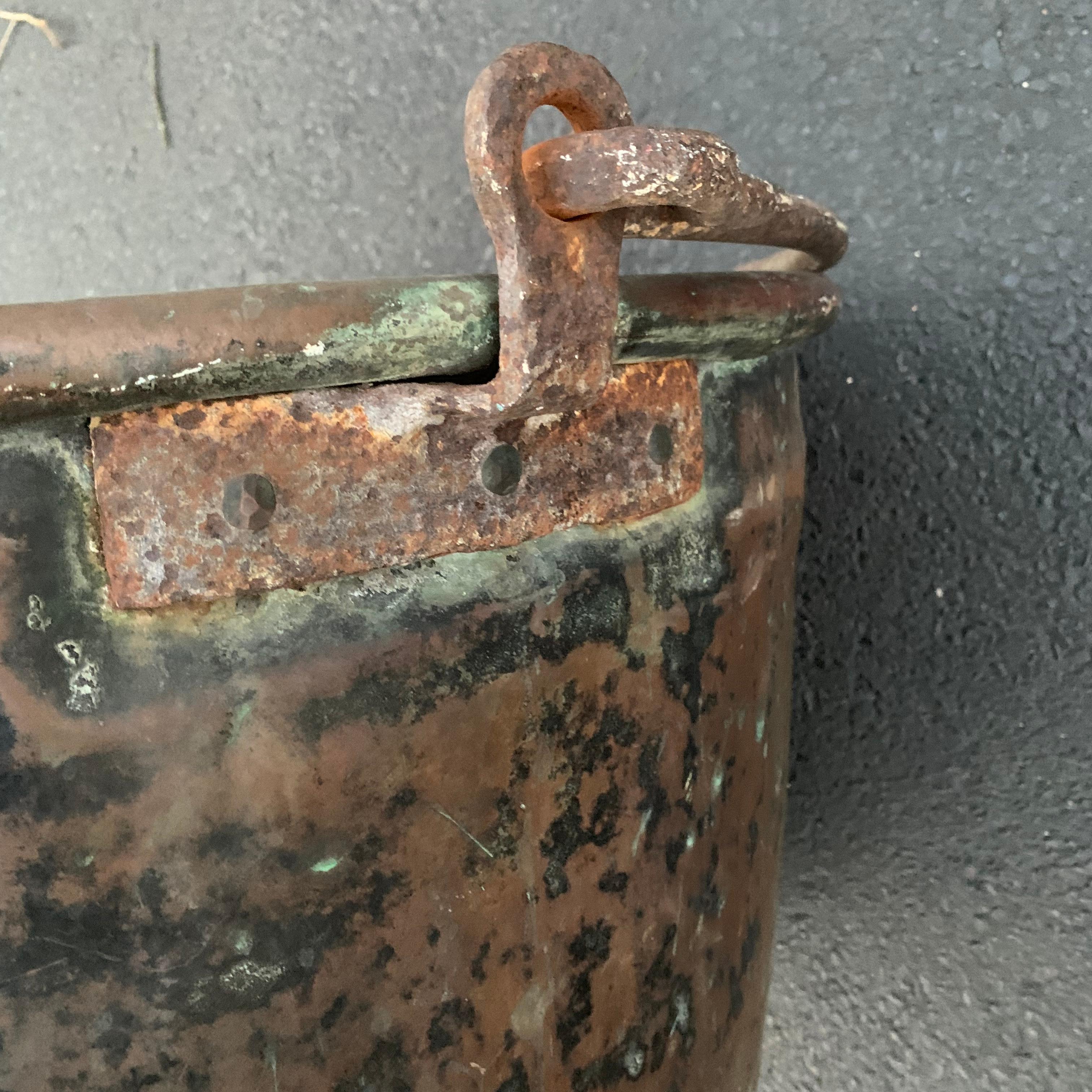 Large 19th Century Copper Fireplace Cauldron Or Log Holder 4