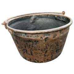 Large 19th Century Copper Fireplace Cauldron Or Log Holder
