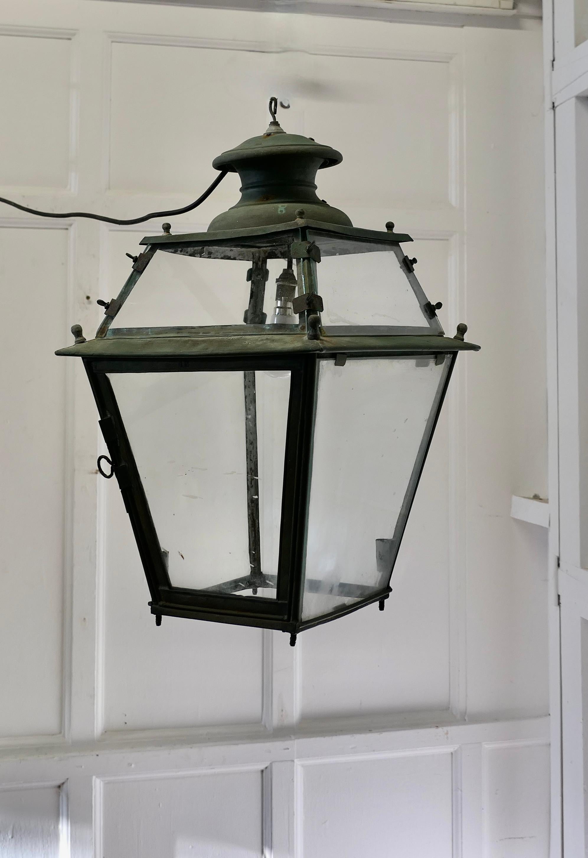 Large 19th Century Copper Hanging Lantern  This is a Large Copper Lantern    For Sale 2