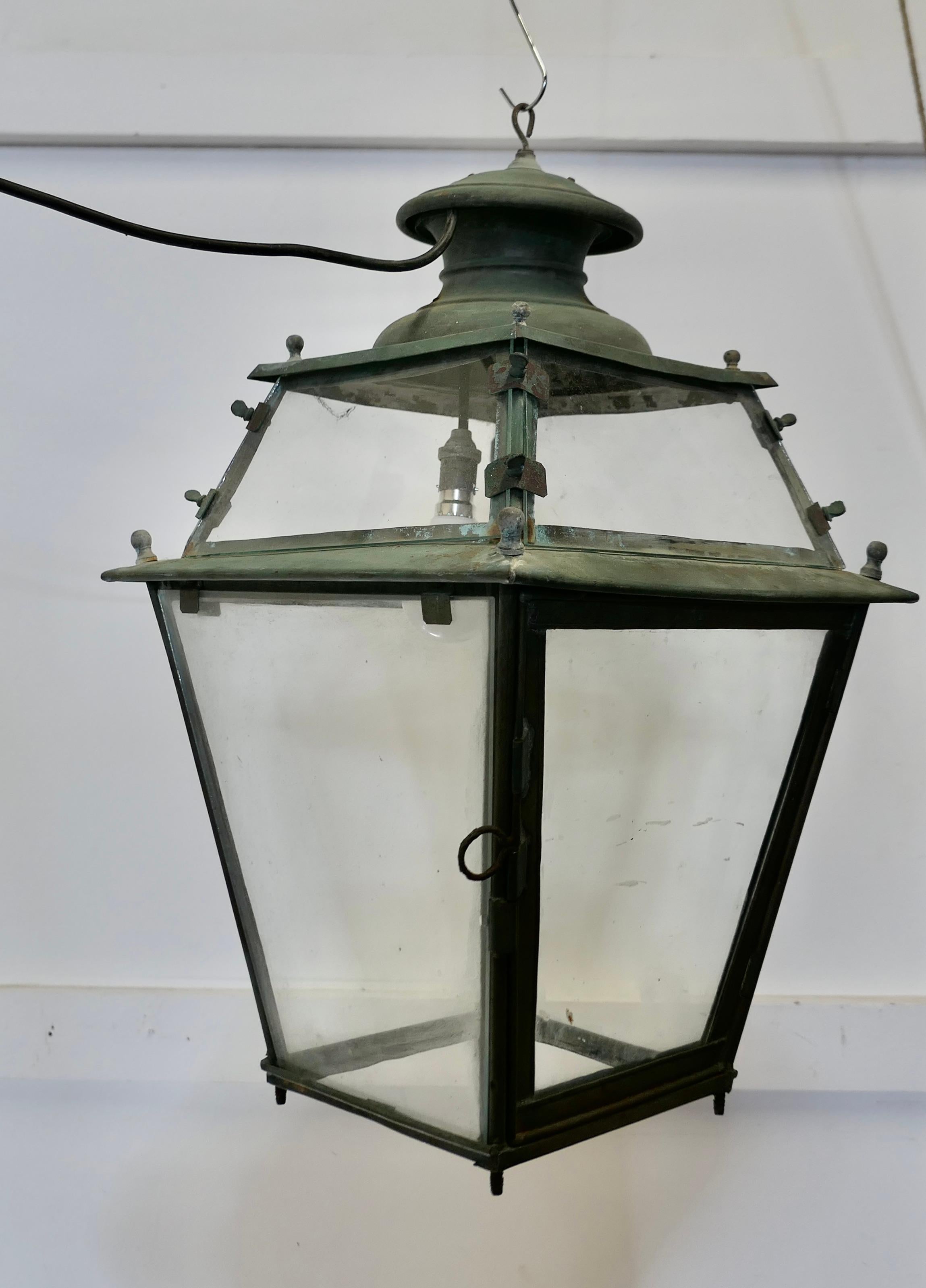 Large 19th Century Copper Hanging Lantern  This is a Large Copper Lantern    For Sale 4