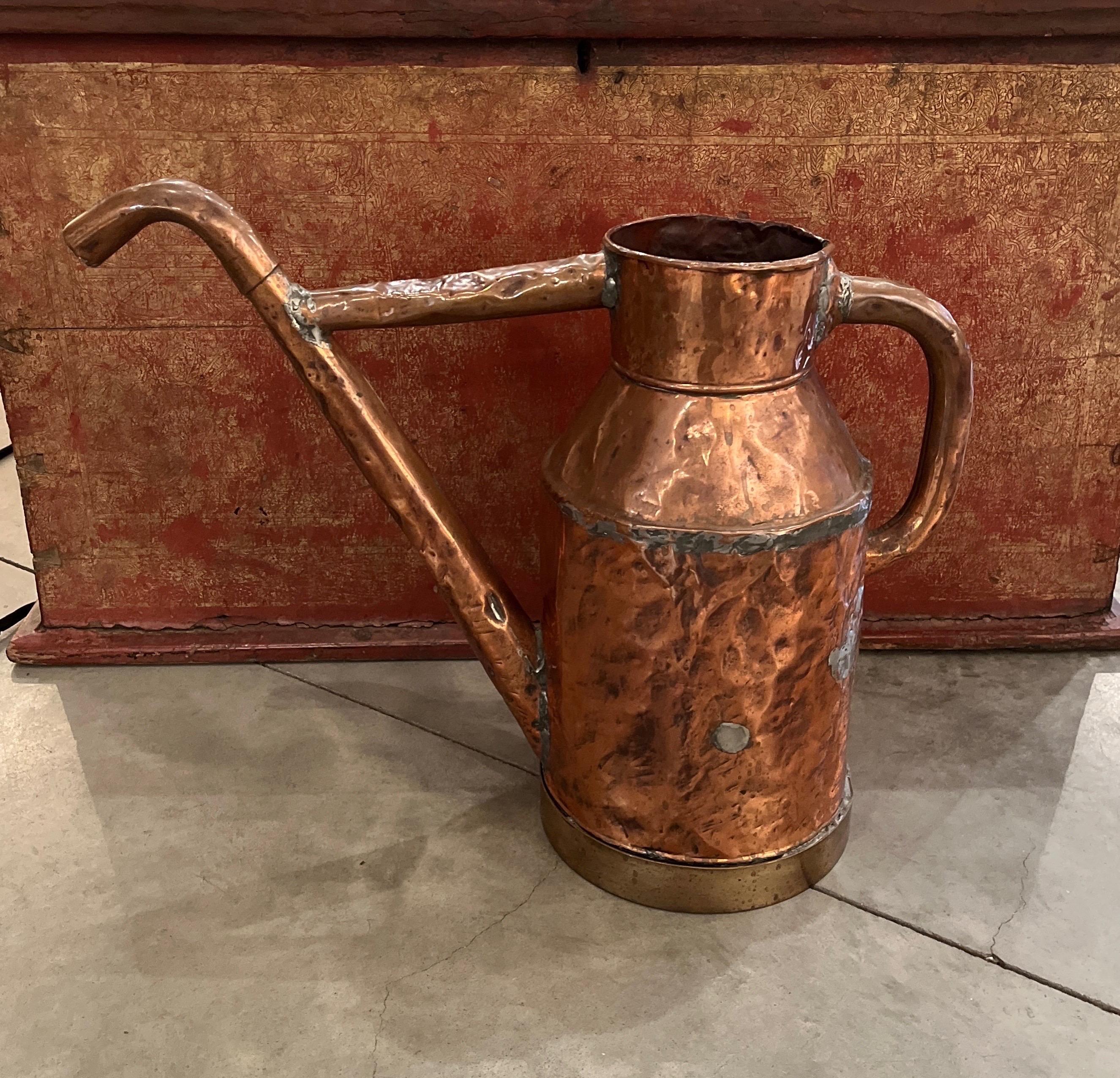 Large 19th Century Copper Oil Pitcher For Sale 5