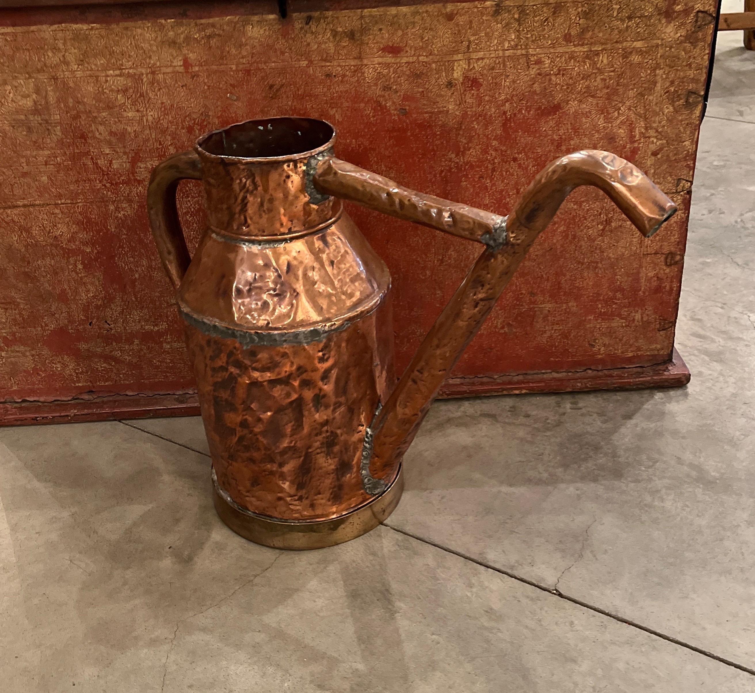 Large 19th Century Copper Oil Pitcher For Sale 8
