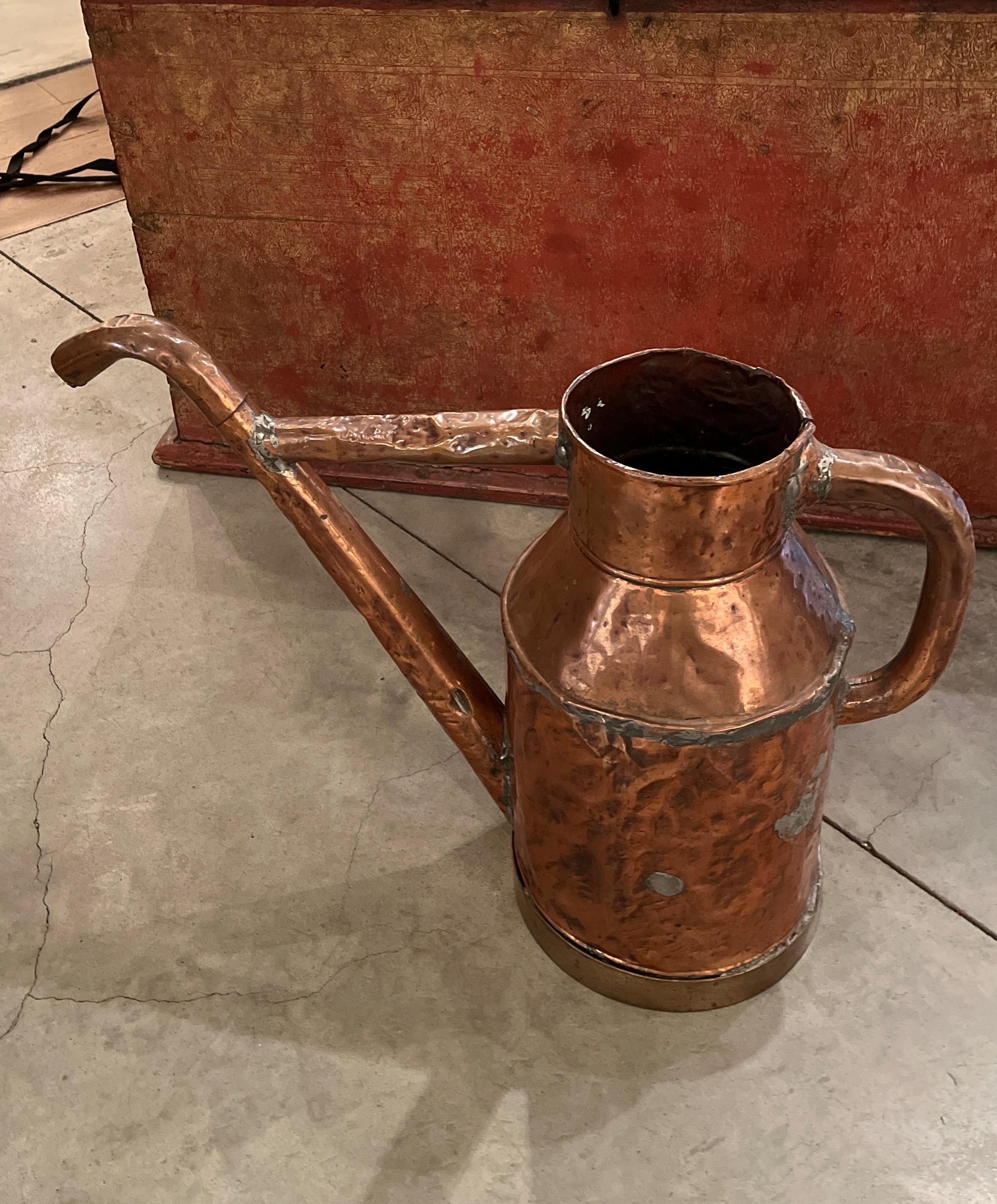 Large 19th Century Copper Oil Pitcher For Sale 11