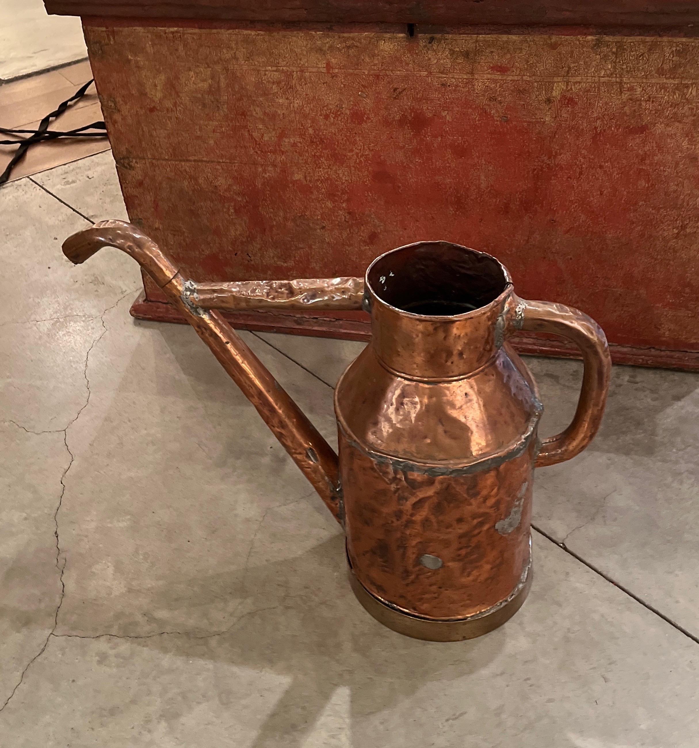 Large 19th Century Copper Oil Pitcher For Sale 12