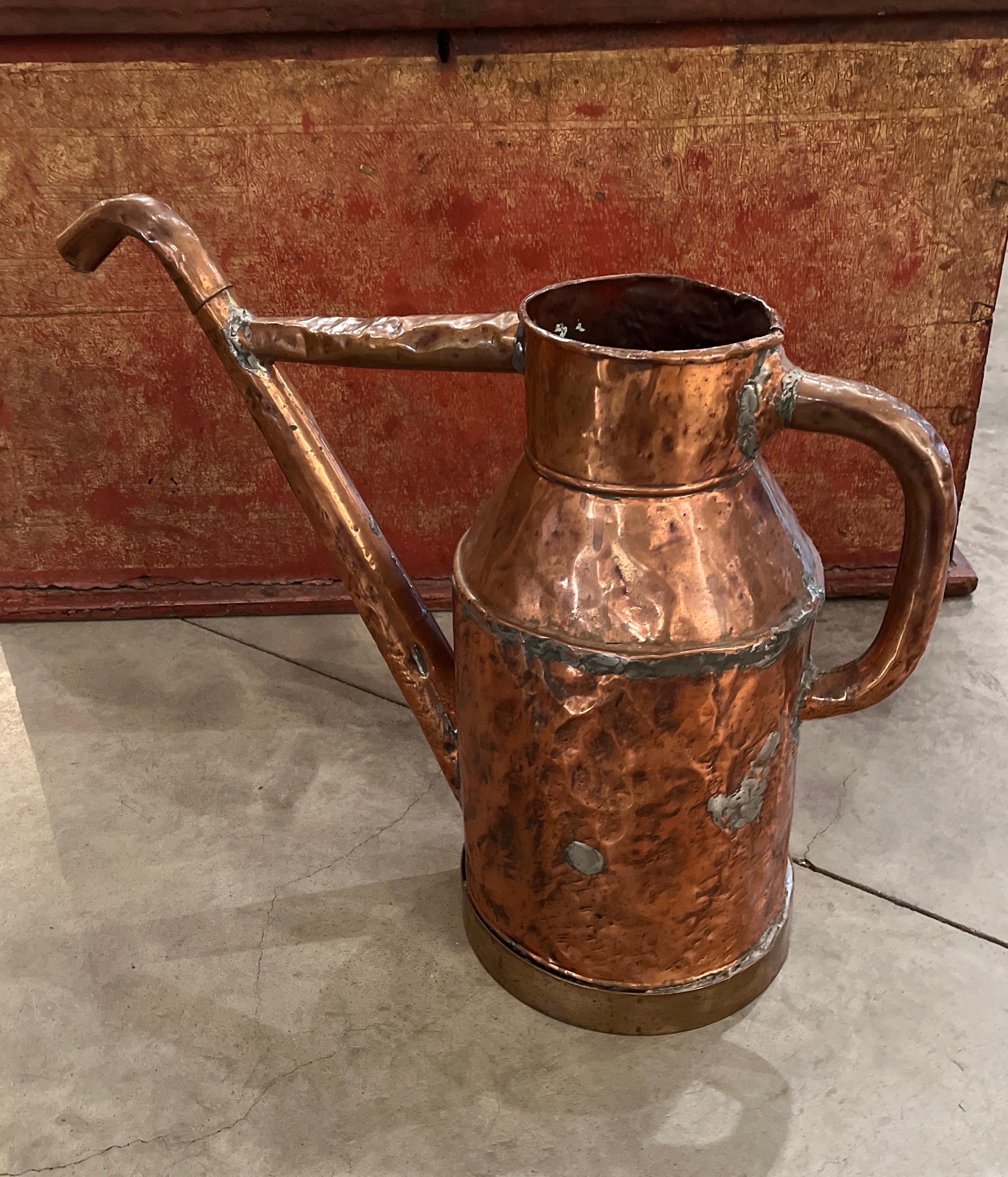 European Large 19th Century Copper Oil Pitcher For Sale