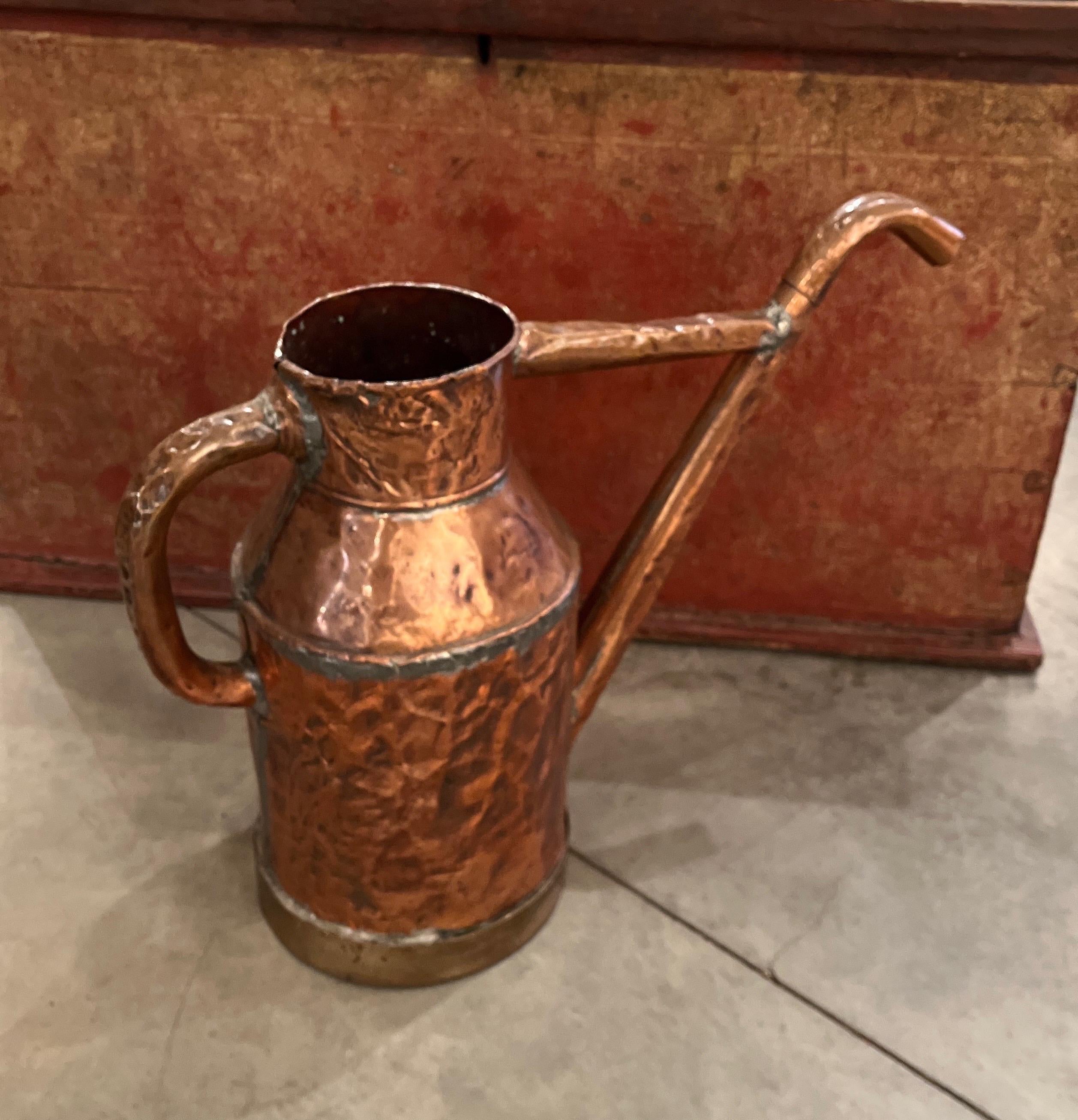 Large 19th Century Copper Oil Pitcher In Good Condition For Sale In New York, NY