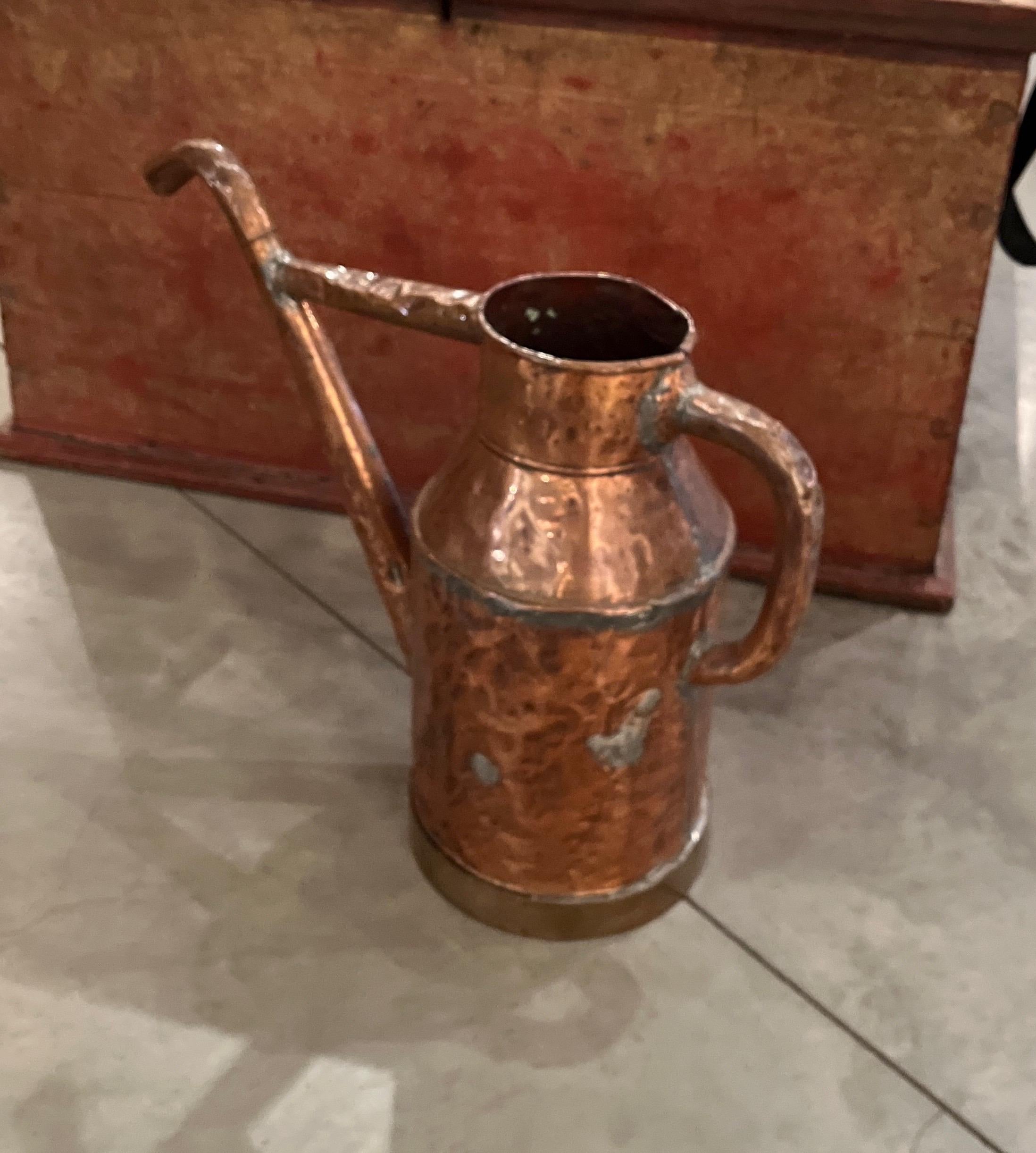 Large 19th Century Copper Oil Pitcher For Sale 1