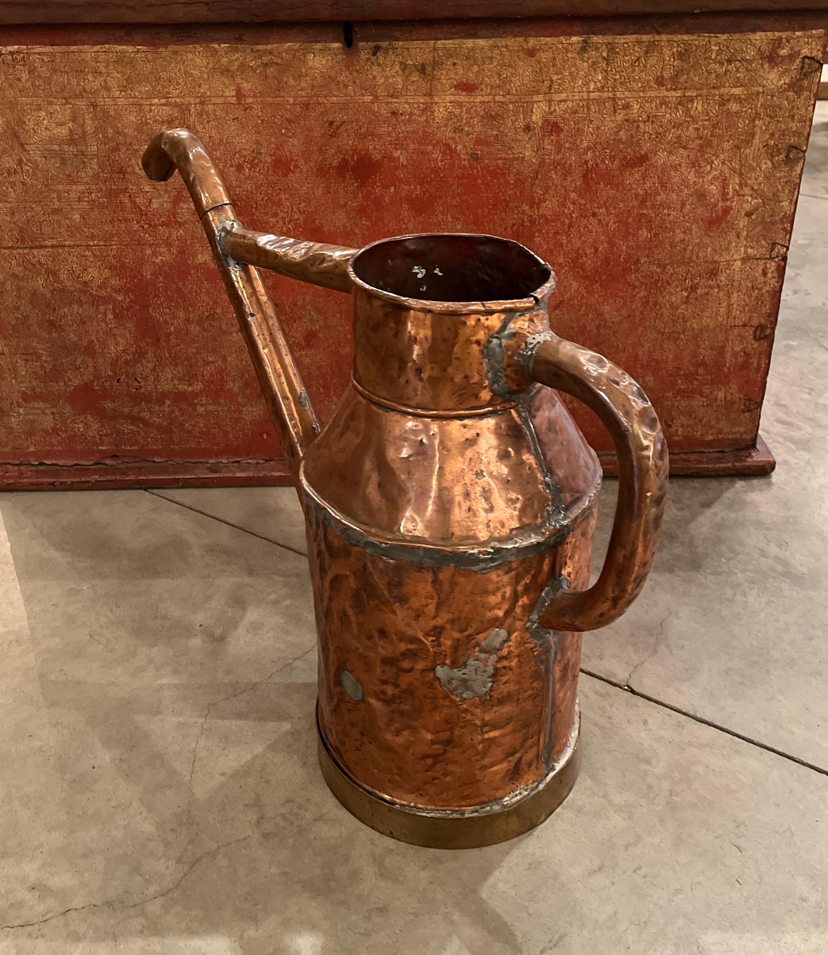 Large 19th Century Copper Oil Pitcher For Sale 2