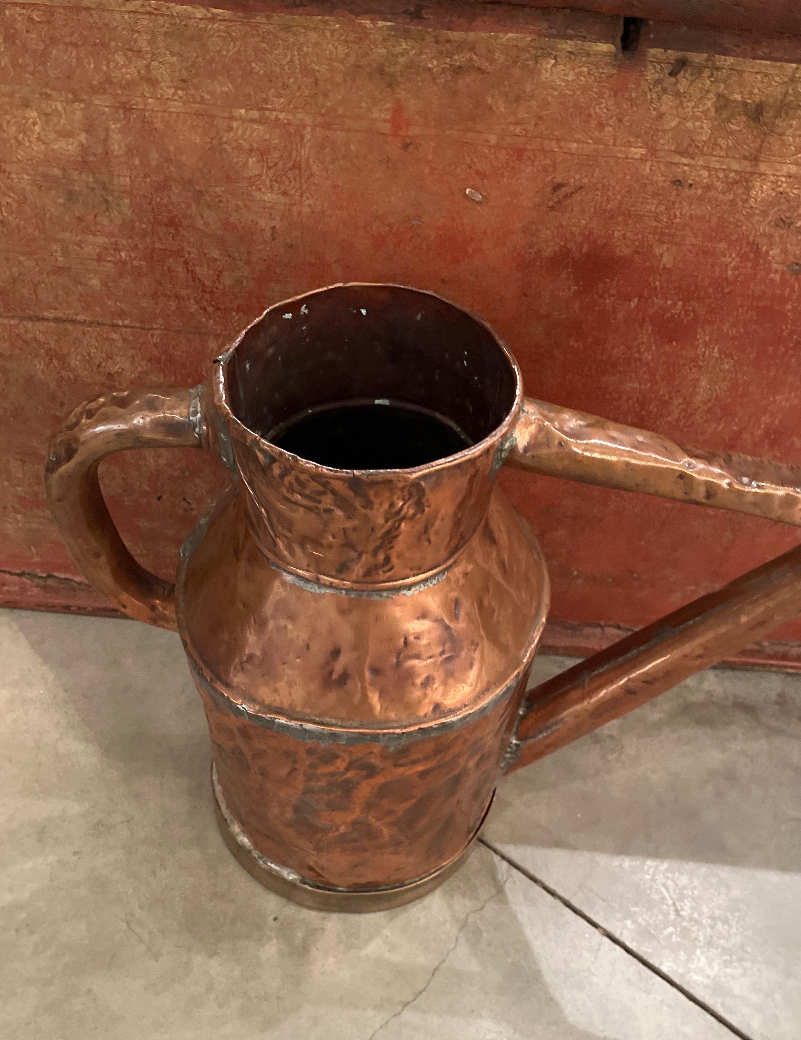 Large 19th Century Copper Oil Pitcher For Sale 3