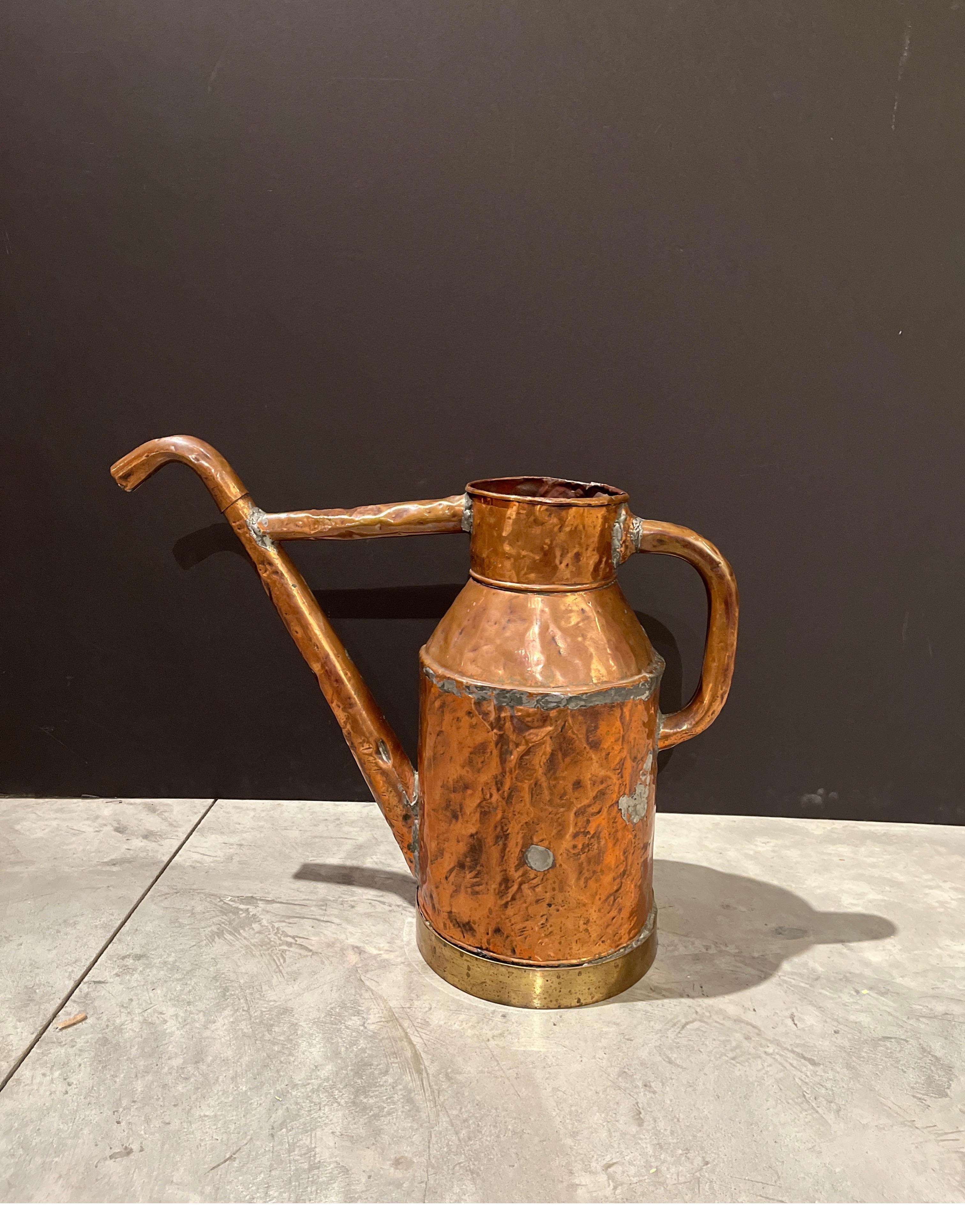 Large 19th Century Copper Oil Pitcher For Sale 4