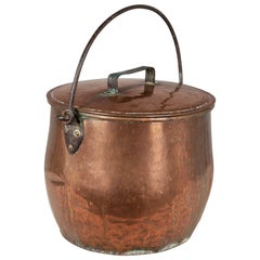 Grand pot de stockage ou bouilloire en cuivre du 19ème siècle