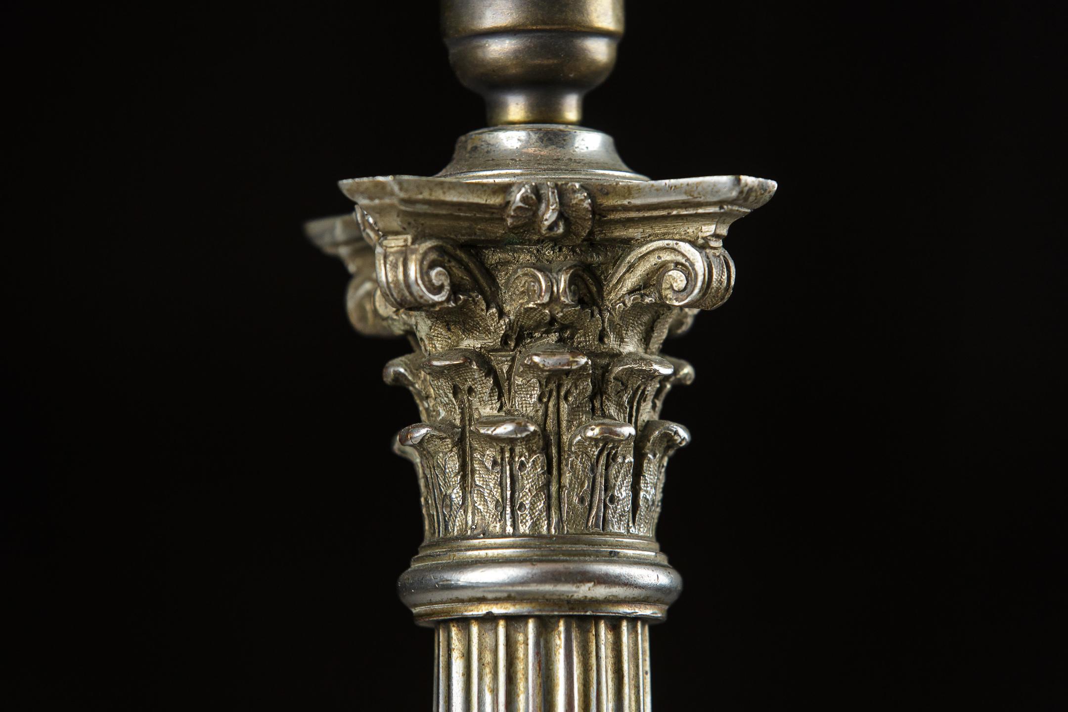 Large 19th Century Corinthian Column Lamp 1