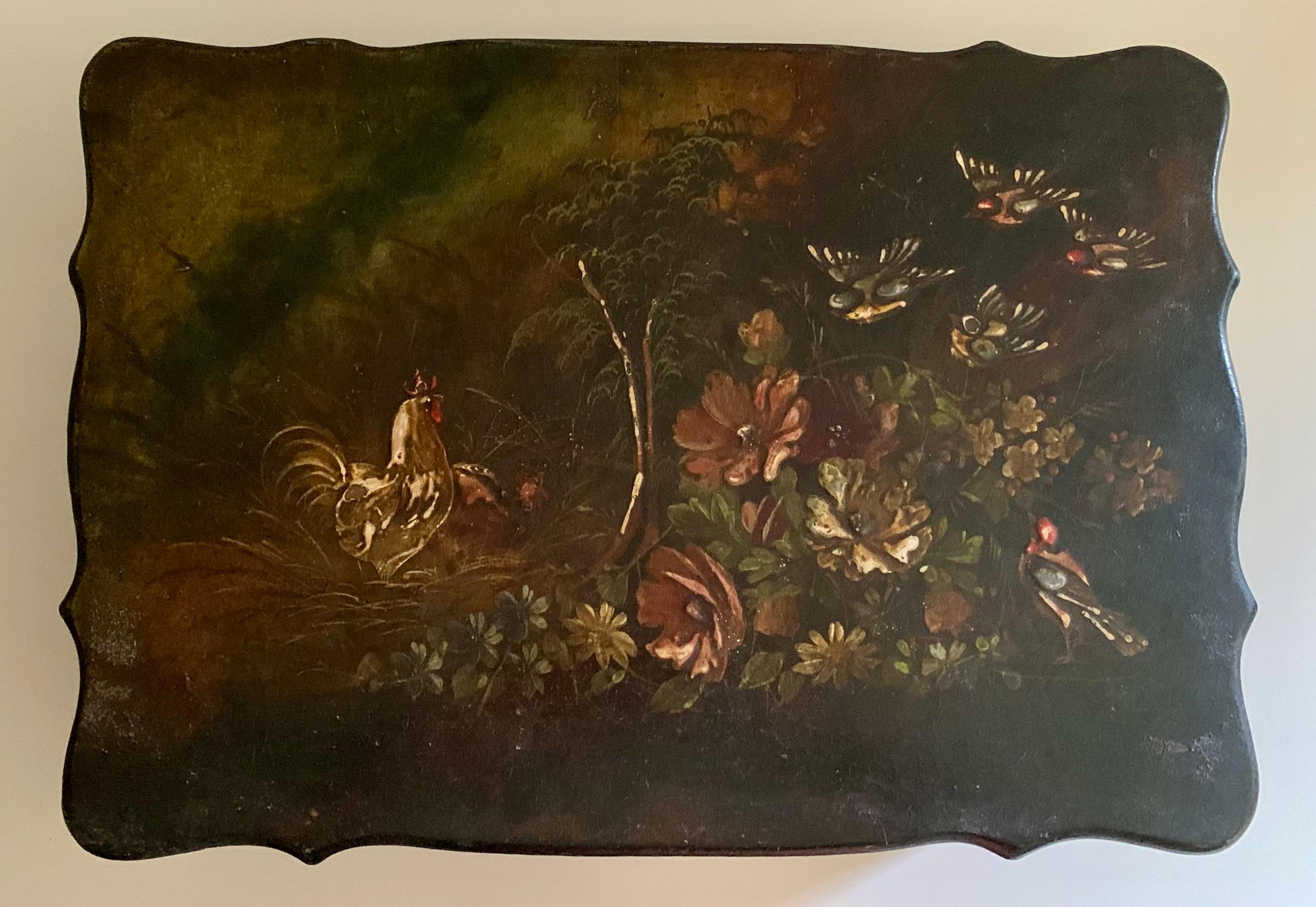 Rustikale, handdekorierte Papiermaché-Kommodenschachtel aus dem 19. Jahrhundert, Cottagecore im Angebot 9