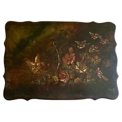 Caja cómoda grande de papel maché decorada a mano en estilo rústico Cottagecore del siglo XIX