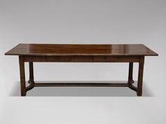 Large 19th Century Country French Farmhouse Oak Dining Table