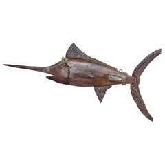 Large 19th Century Decorative Carved Marlin Fish Sculpture