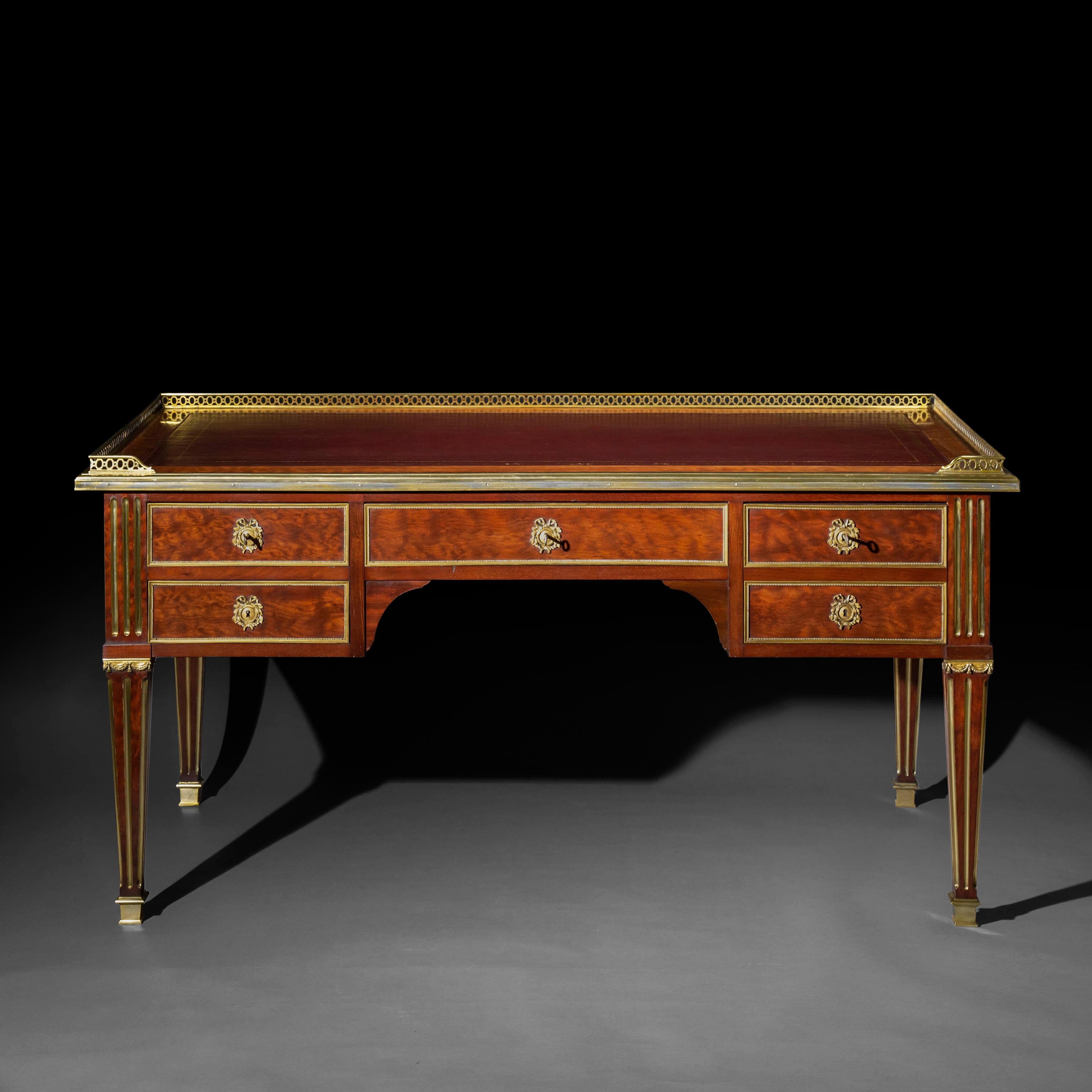 Brass Large 19th Century Desk in French Louis XVI Style