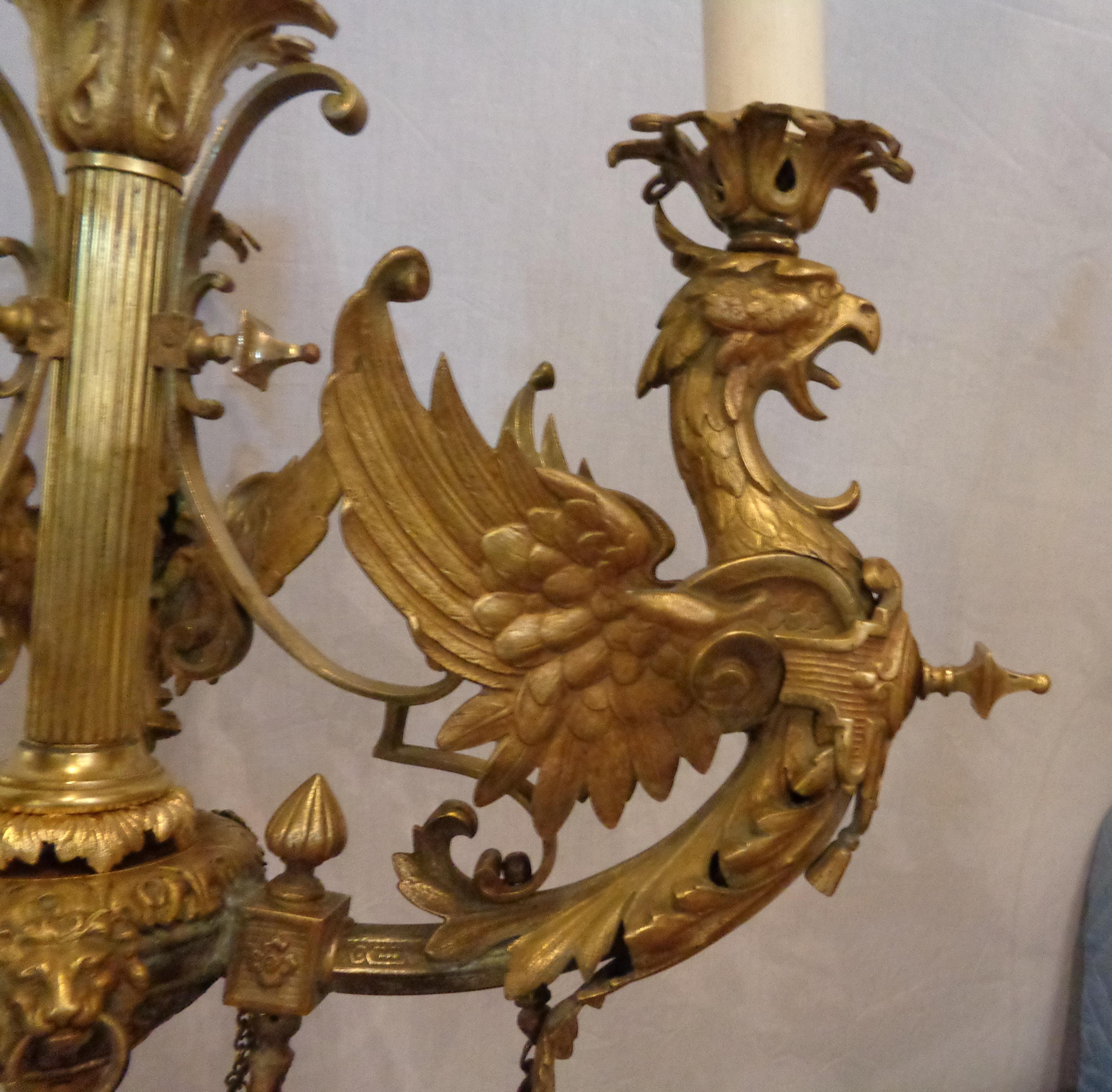 Large 19th Century Doré Bronze Full Bodied Serpent Candelabra Lamp In Good Condition In Stamford, CT